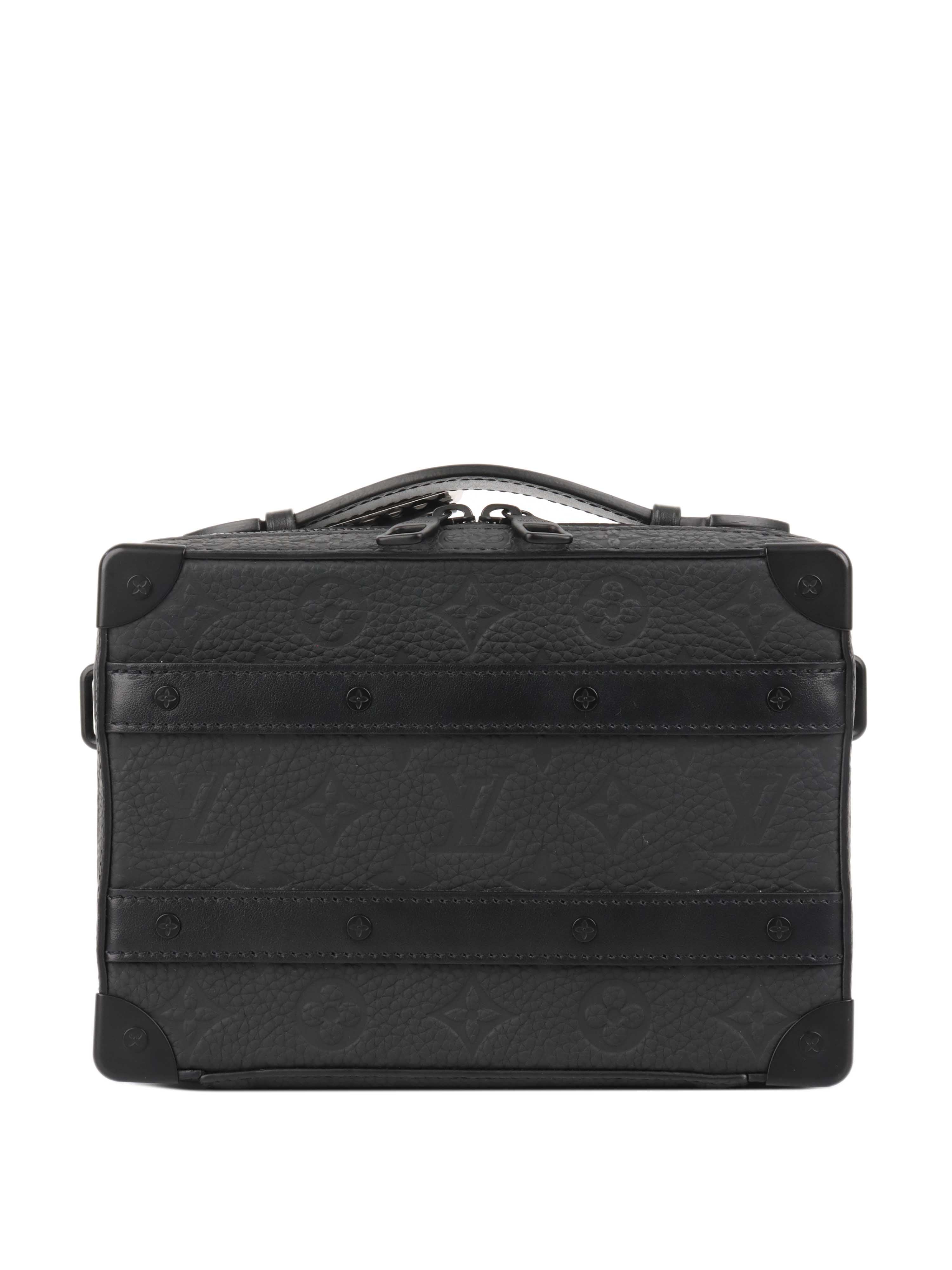 Louis Vuitton Black Leather Soft Trunk Bag with Handle - Stylish Crossbody Purse for Women, Perfect for Travel, Work & Everyday Use