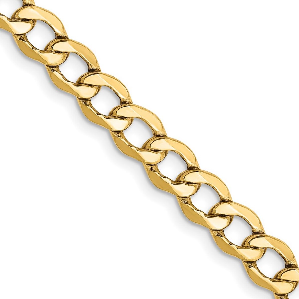 10K Gold Semi-Solid Curb Link Chain Necklace for Women & Men - Adjustable Lengths 14