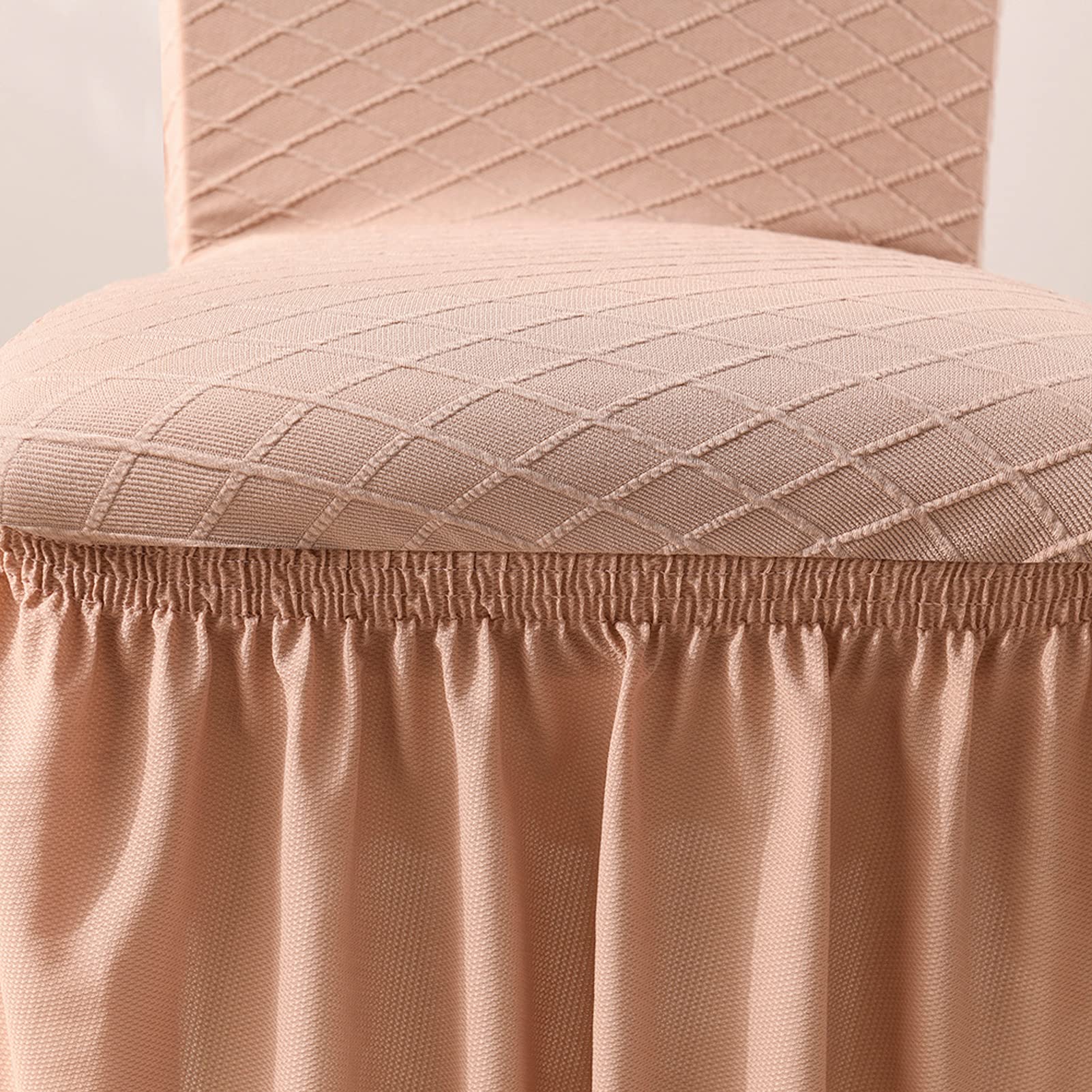 Stretch Jacquard Knit Dining Chair Covers Set - Soft Washable Slipcovers for Kitchen & Dining Room Chairs (2-Pack, Apricot) | Perfect for Home Decor, Party Setup & Furniture Protection