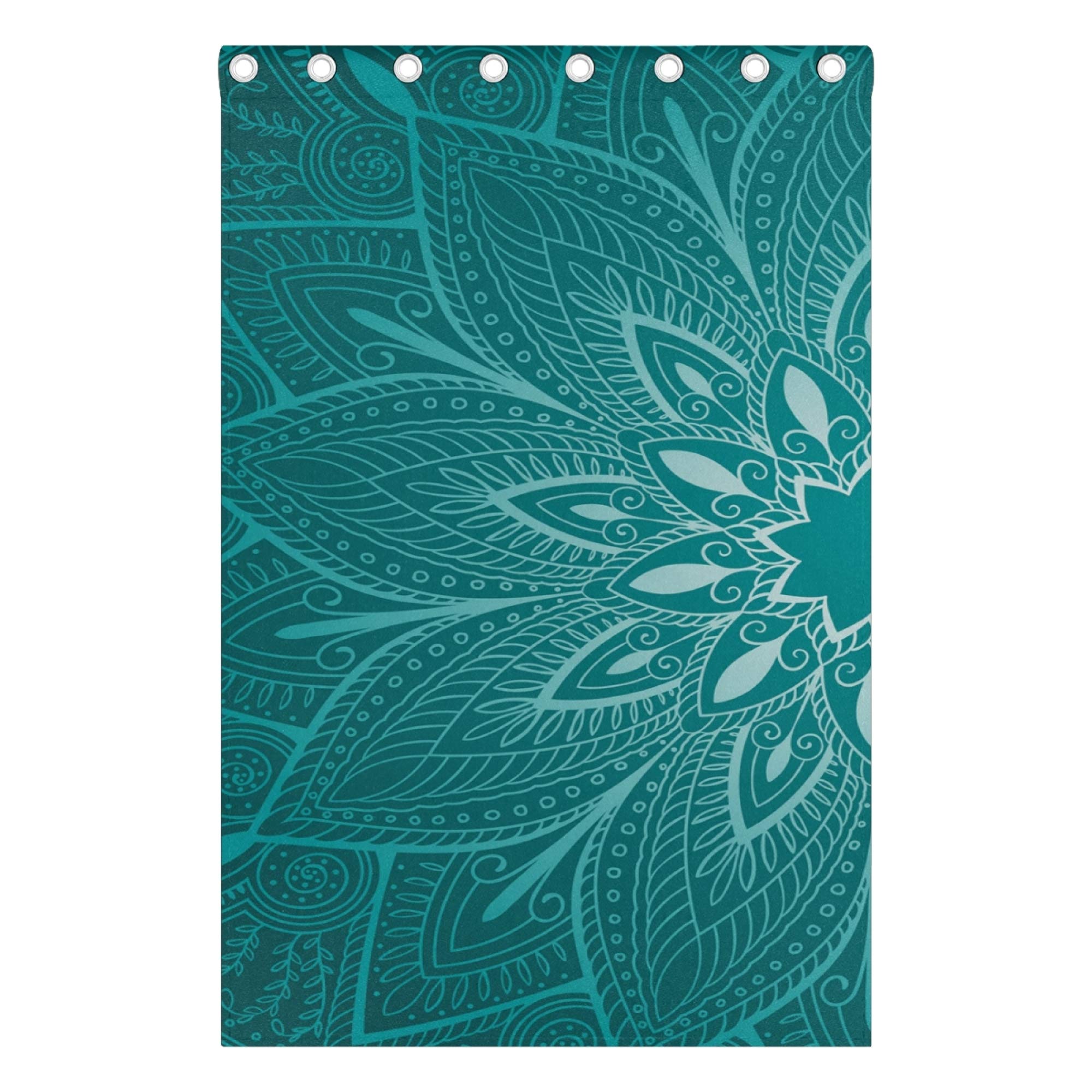 Blackout Curtains 2 Panels - Teal Mandala Floral Room Darkening Window Drapes with Grommets, 72 Inch Length for Bedroom & Living Room | Perfect for Light Blocking, Privacy & Home Decor