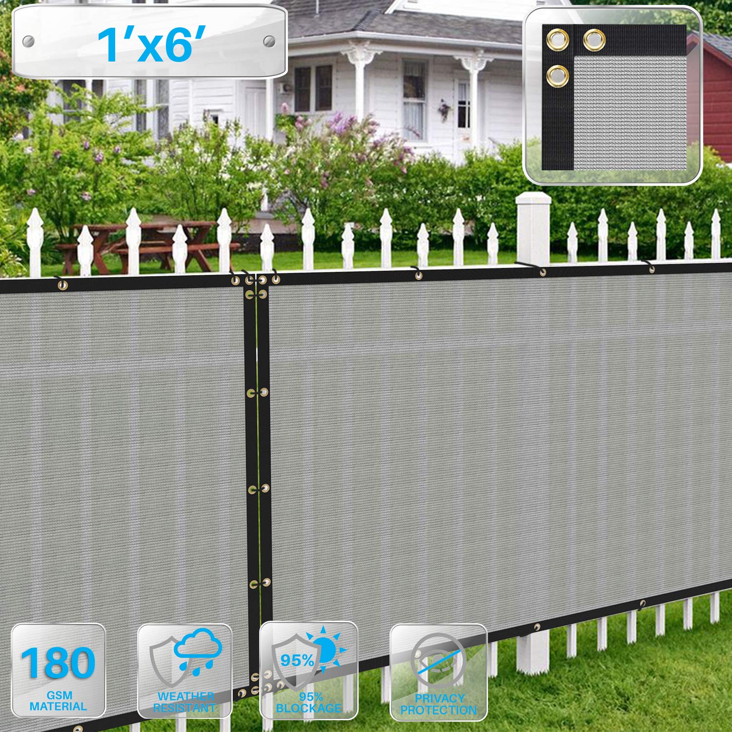 10'x6' Privacy Screen Fence - UV Block Mesh Shade Cover for Garden & Backyard