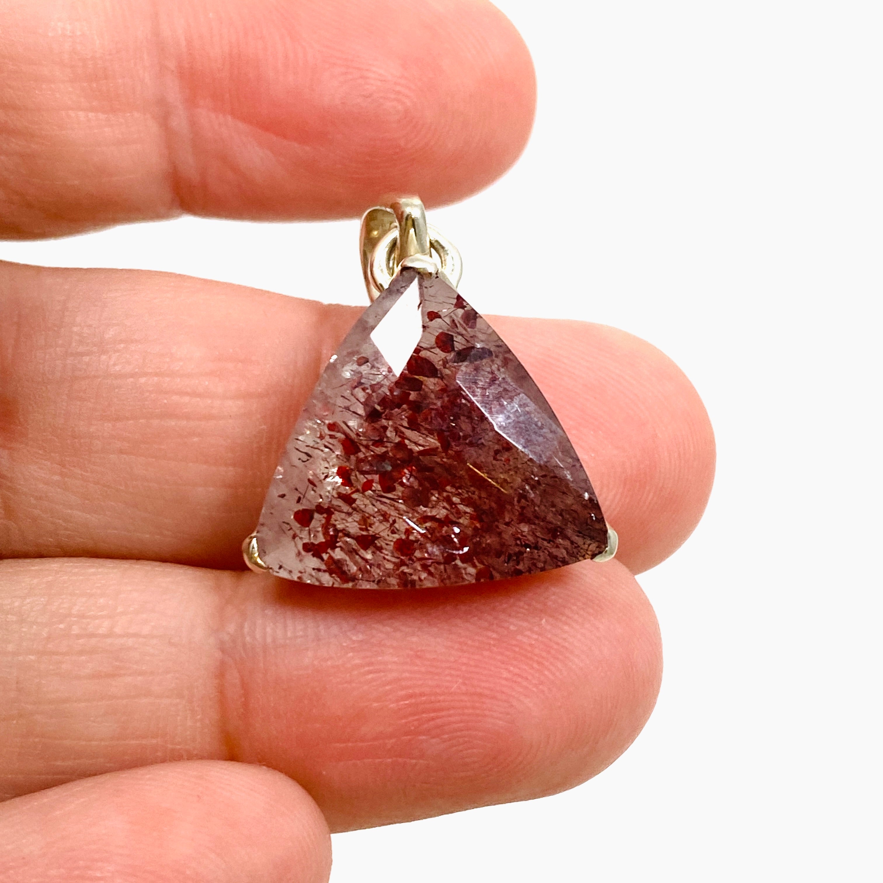 Lepidicrocite in Quartz Faceted Triangular Pendant Necklace - Natural Crystal Jewelry for Healing & Energy Work - Perfect for Meditation, Reiki & Spiritual Gifts