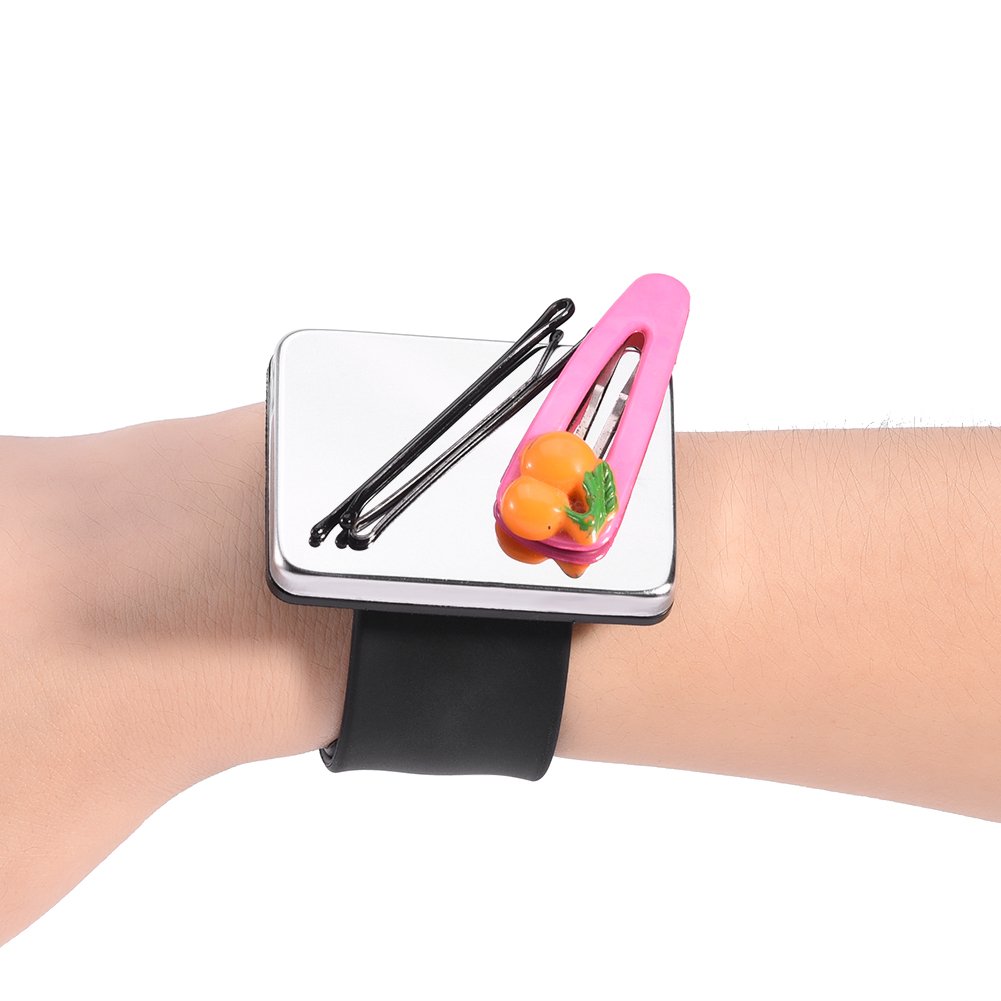 Magnetic Silicone Wristband Bracelet - Hair Clip & Barrettes Holder for Styling - Black Hairdressing Accessory for Salon, Home & Travel Use