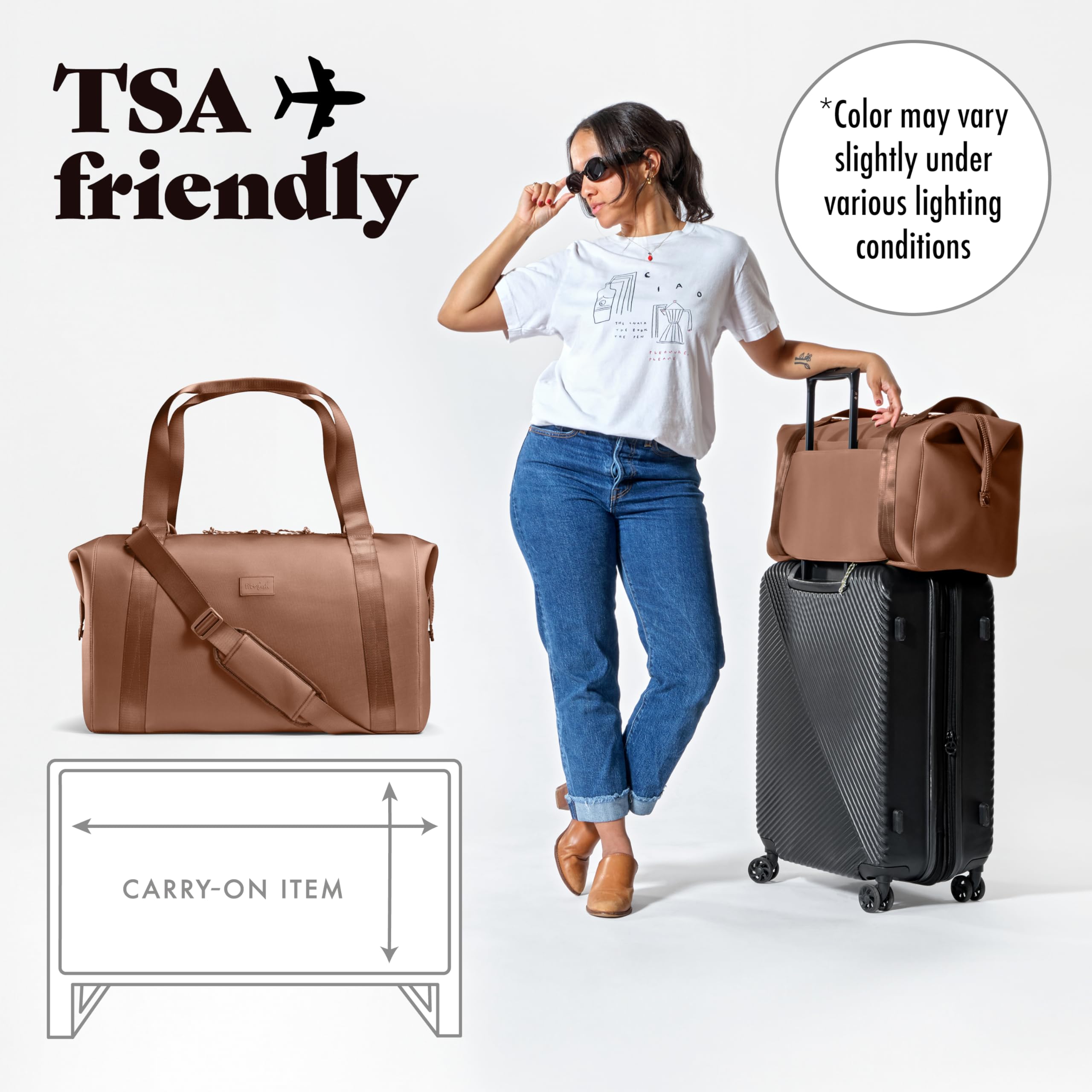 Fit & Fresh Premium Neoprene Weekender Bag with Trolley Sleeve - Large Durable Carry-on Duffel for Travel, Gym, Hospital & Maternity | Perfect for Overnight Trips, Workouts & Labor Delivery