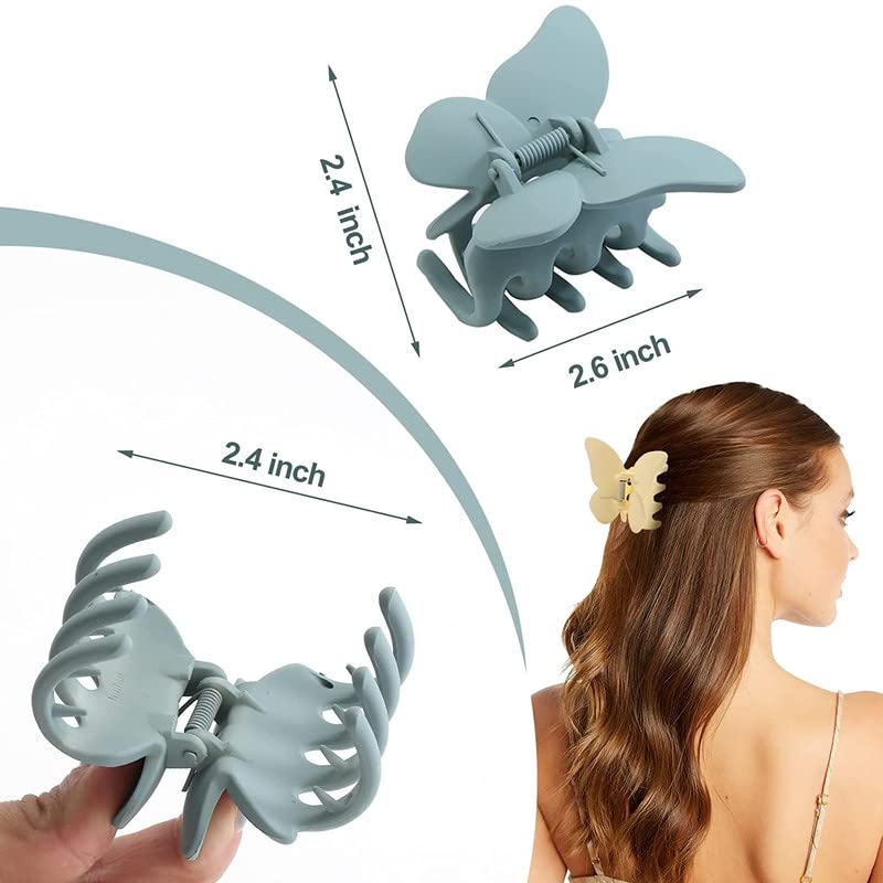 SHIDARA 6 PCS Butterfly Hair Clips for Women & Girls - 2.6 Inch Cute Matte Hair Claw Clips, Medium Size for Thick Hair, Non-Slip Small Jaw Clips - Perfect for School, Work, Parties & Everyday Styling