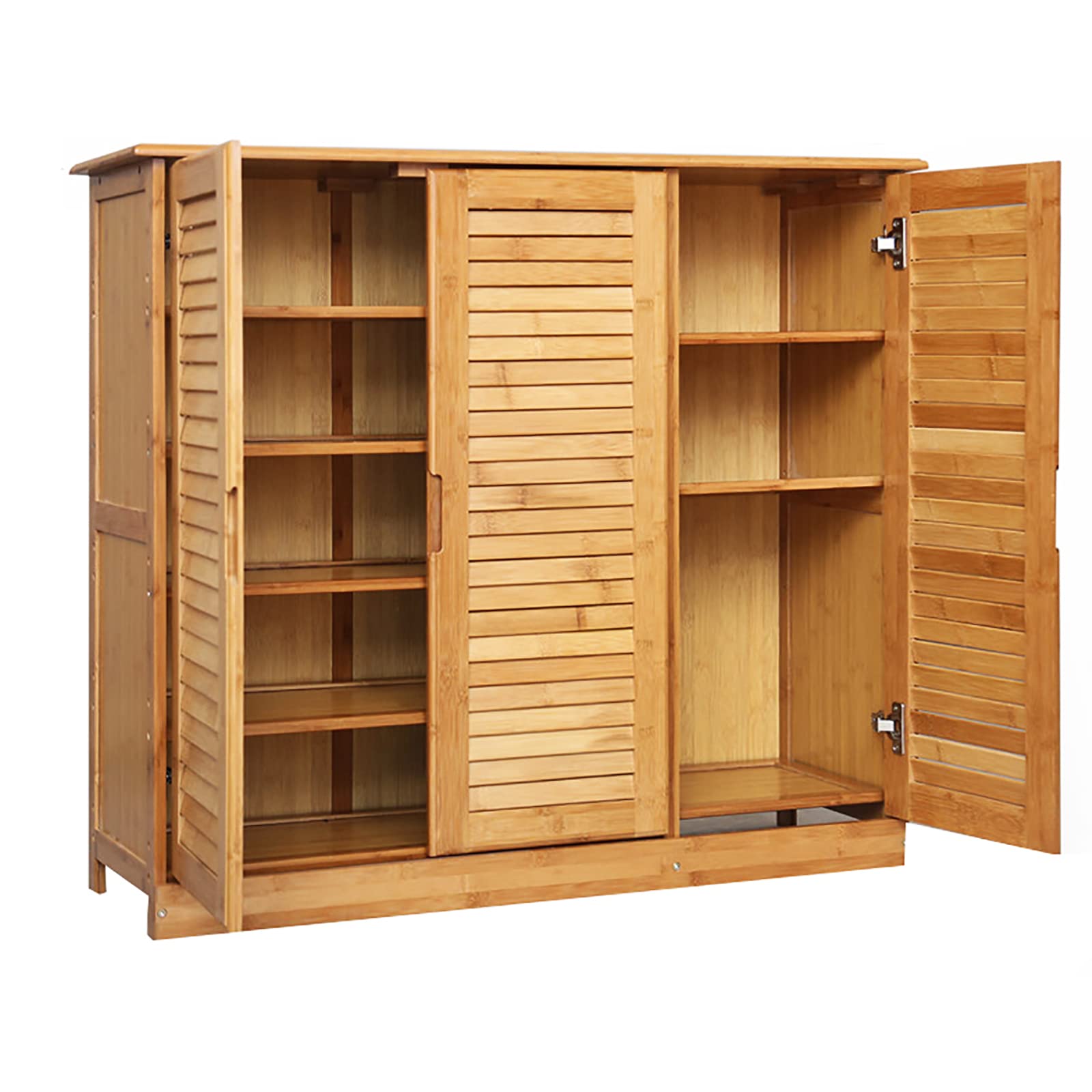 Bamboo Shoe Storage Cabinet - Rustic Entryway Shoe Organizer with Doors, Shoe Rack & Cubby for Home Organization | Perfect for Small Spaces, Apartments & Mudrooms