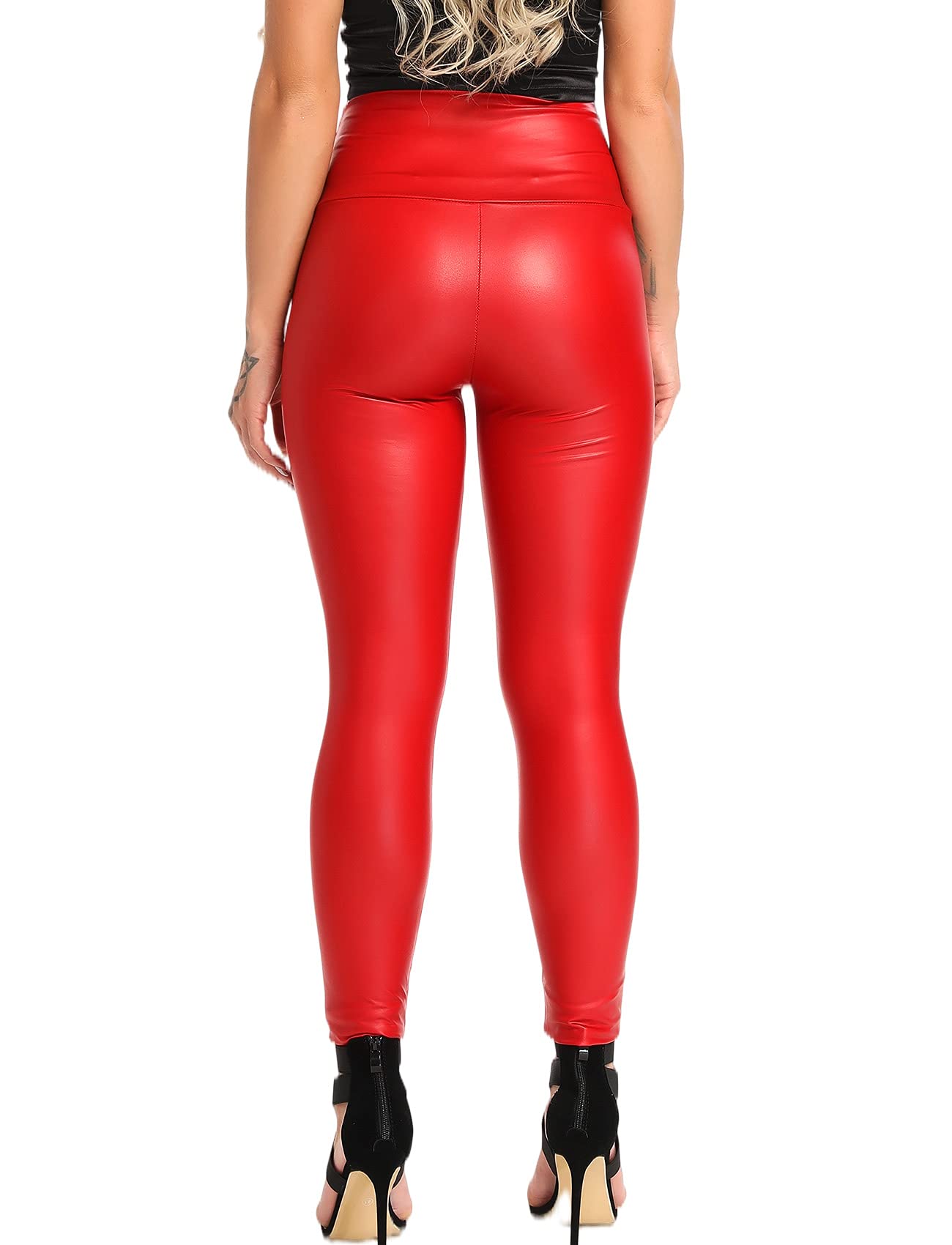 FITTOO Fleece Lined Leather Pants for Women - Butt Lifting High Waisted Tights for Winter Fashion