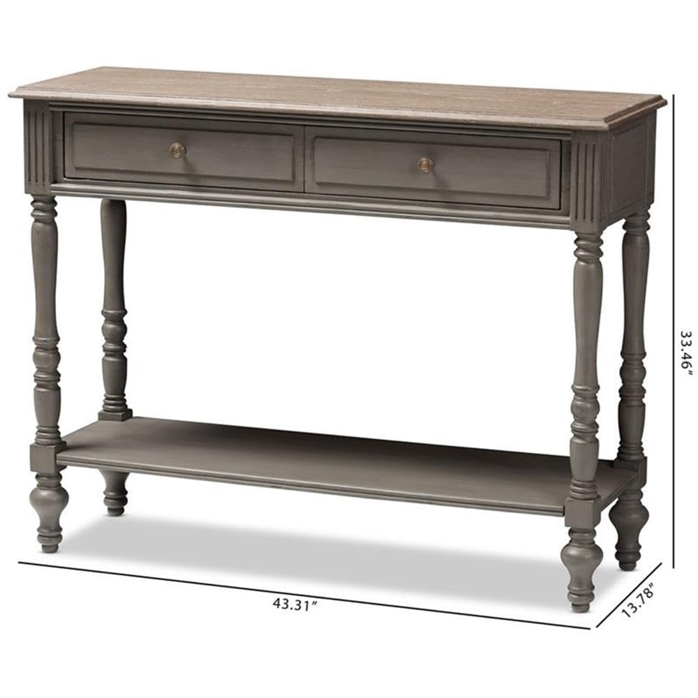 BOWERY HILL 2-Drawer Brown Console Table - Entryway Sofa Table, Hallway Storage & Living Room Accent Furniture
