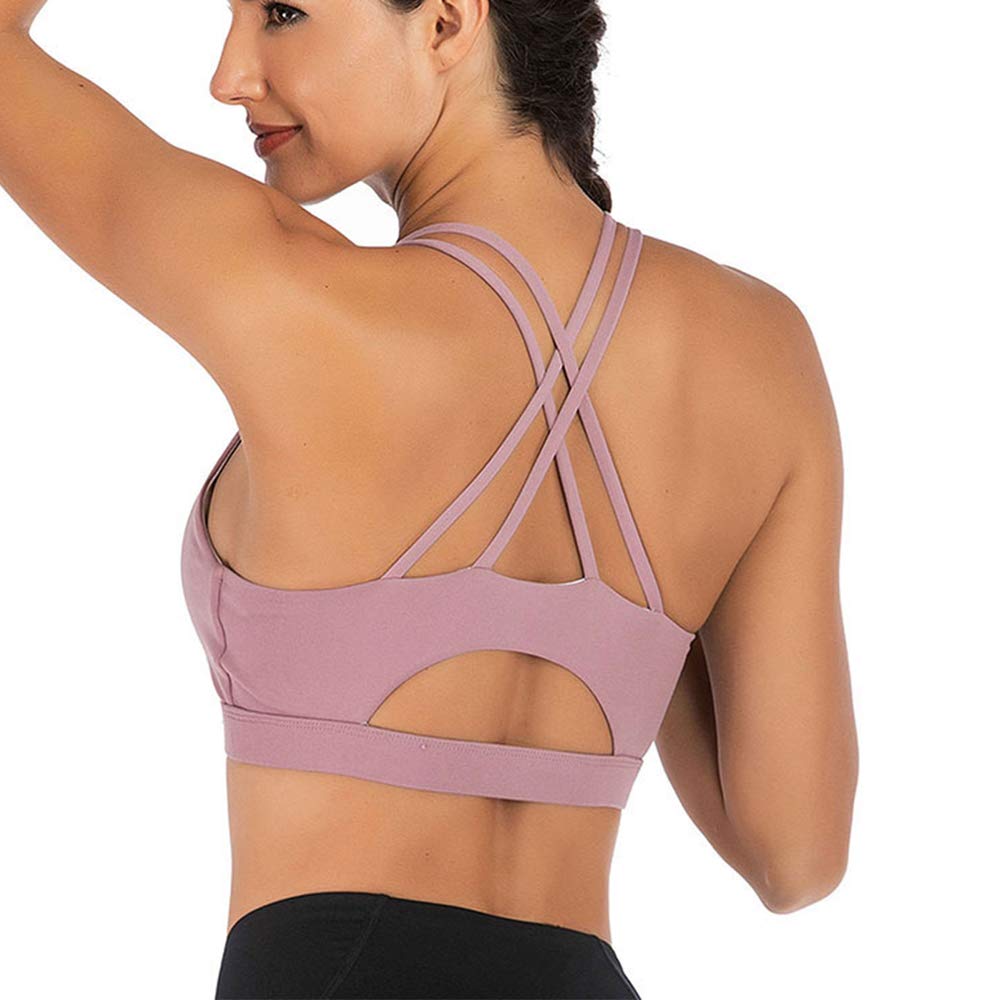 Women's Padded Strappy Sports Bra - Crisscross Back Support for Yoga, Running, Fitness & Workouts | Breathable Activewear Top for Gym, Training & Daily Wear