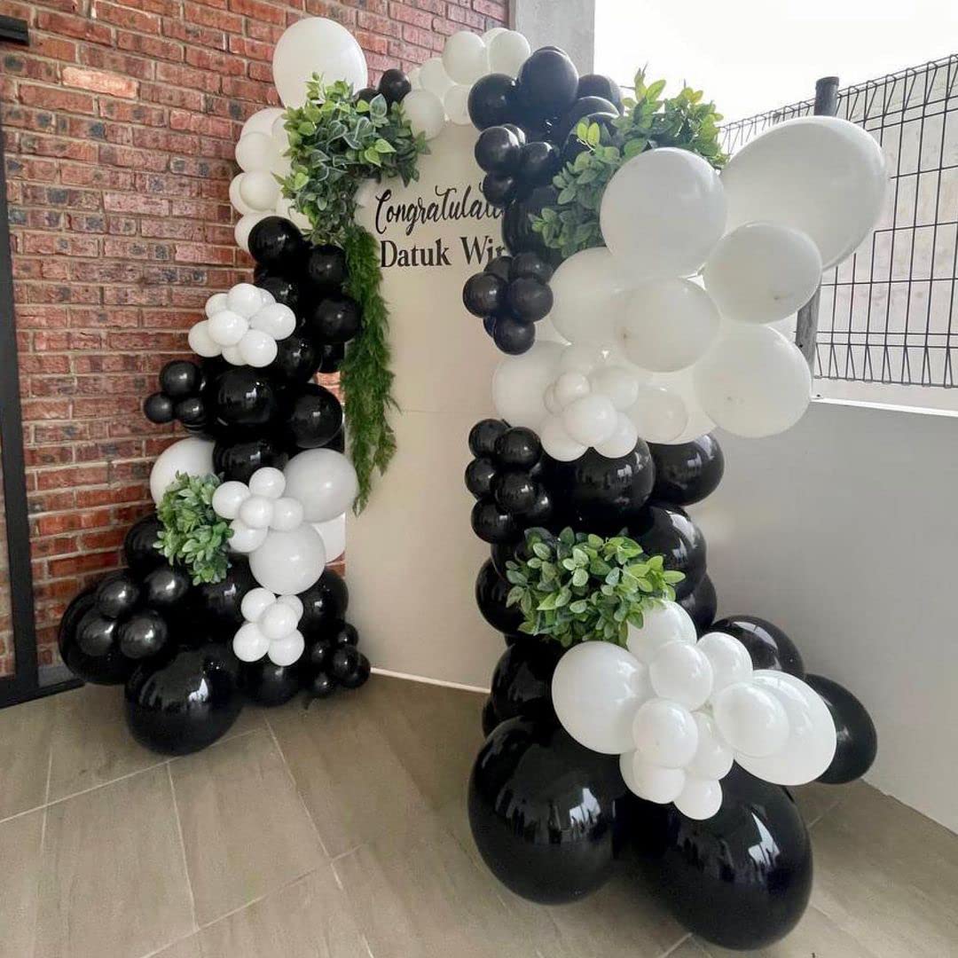 Black and White Balloon Garland Kit - 124Pcs Arch Kit with Confetti Balloons, Durable Latex Balloons for Birthday, Wedding, Anniversary Decorations | Perfect for Party Backdrops, Baby Showers & Graduation Celebrations