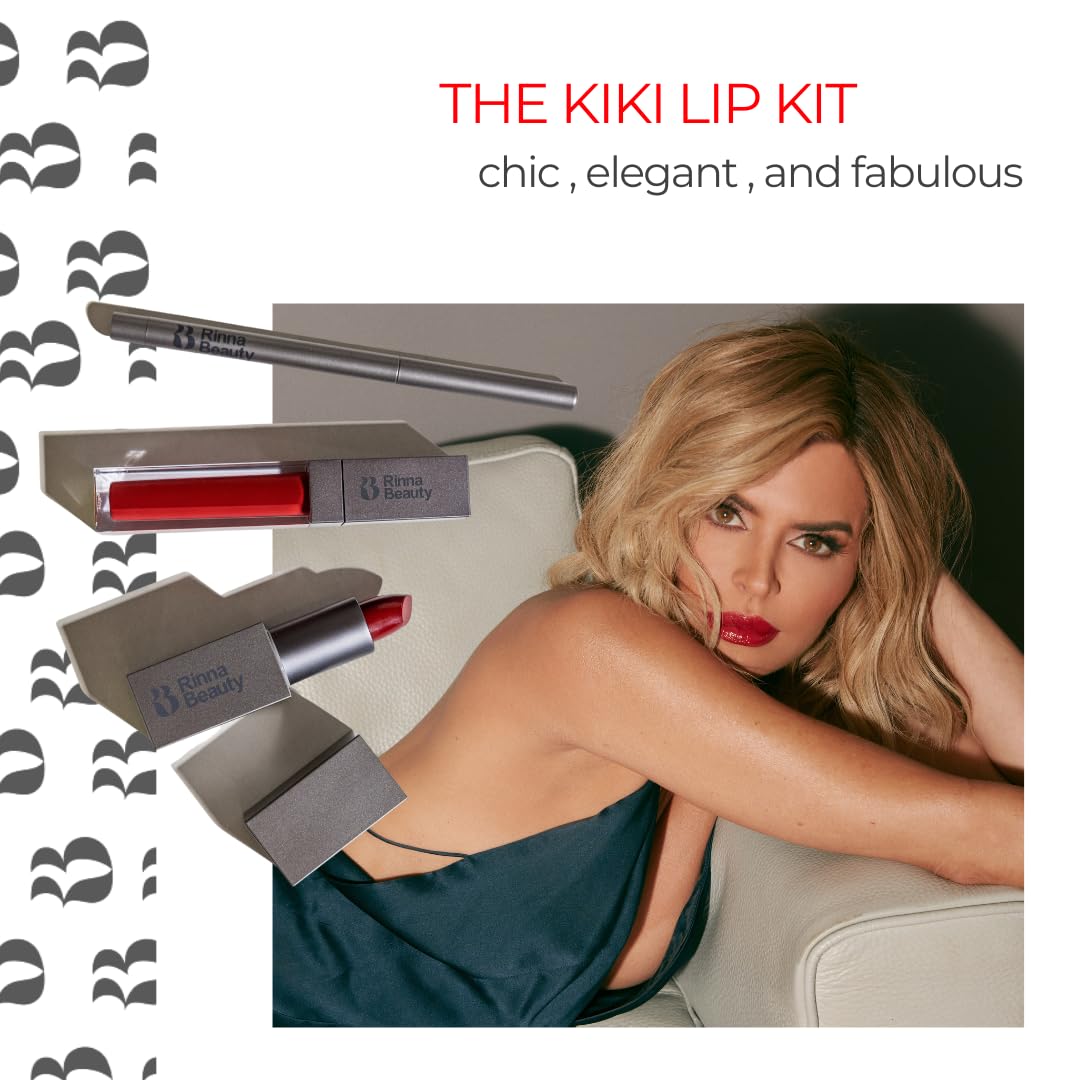 Rinna Beauty Icon Lip Kit Kiki - Long Lasting Matte Liquid Lipstick & Lip Liner Set for Women - Perfect for Parties, Date Nights & Everyday Wear