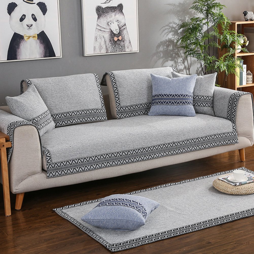 Premium Pet Couch Cover for Sectional Sofas - Gray Stripes 90x120cm (35x47inch) - Washable 3-Cushion Slipcover for Armchairs & Furniture Protector - Perfect for Living Room, Bedroom & Pet-Friendly Homes