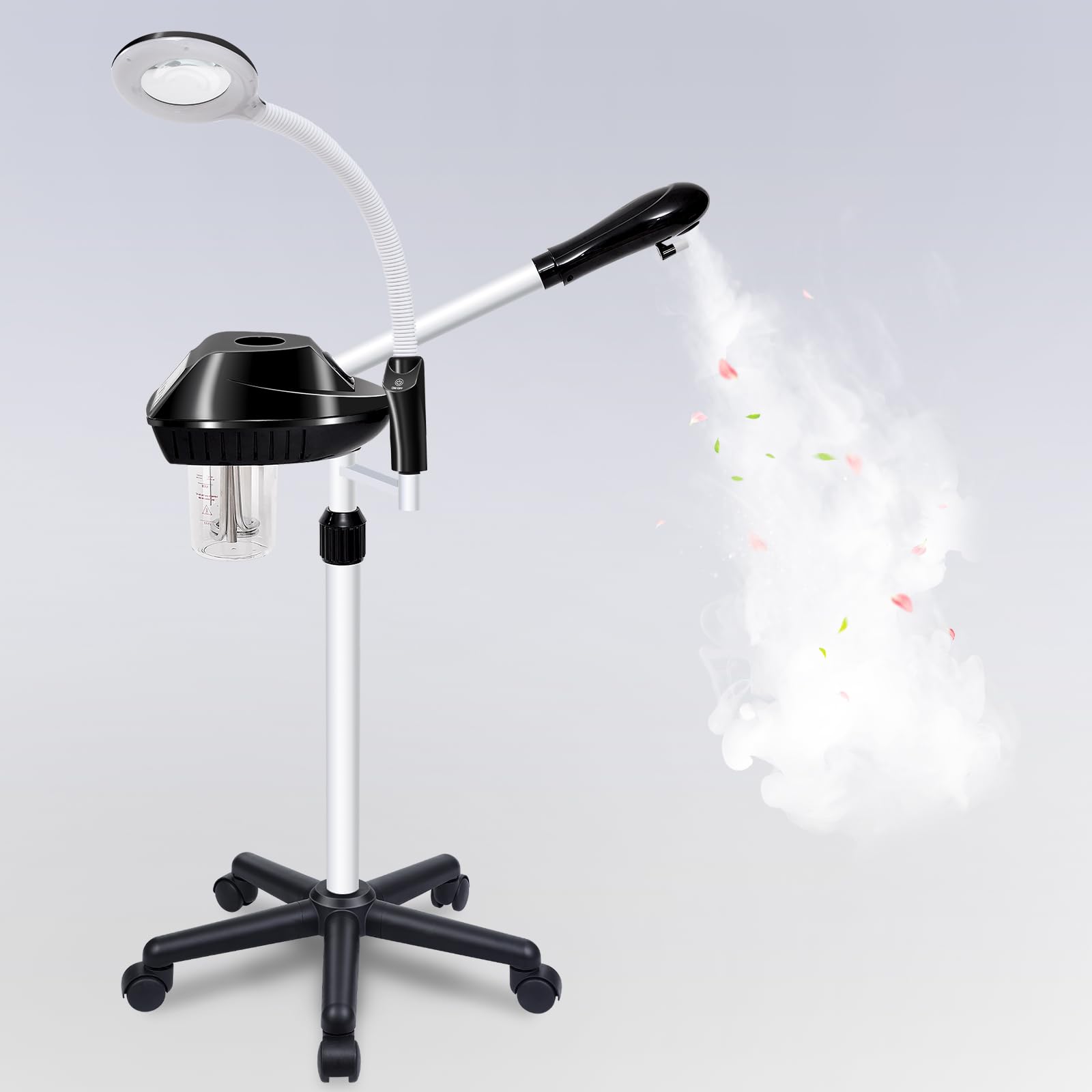 Professional 2-in-1 Ozone Facial Steamer with 5X Magnifying Lamp & Adjustable Height Stand - Timer Function for Spa, Salon & Home Use | Perfect for Deep Cleansing, Blackhead Removal & Relaxing Facial Treatments