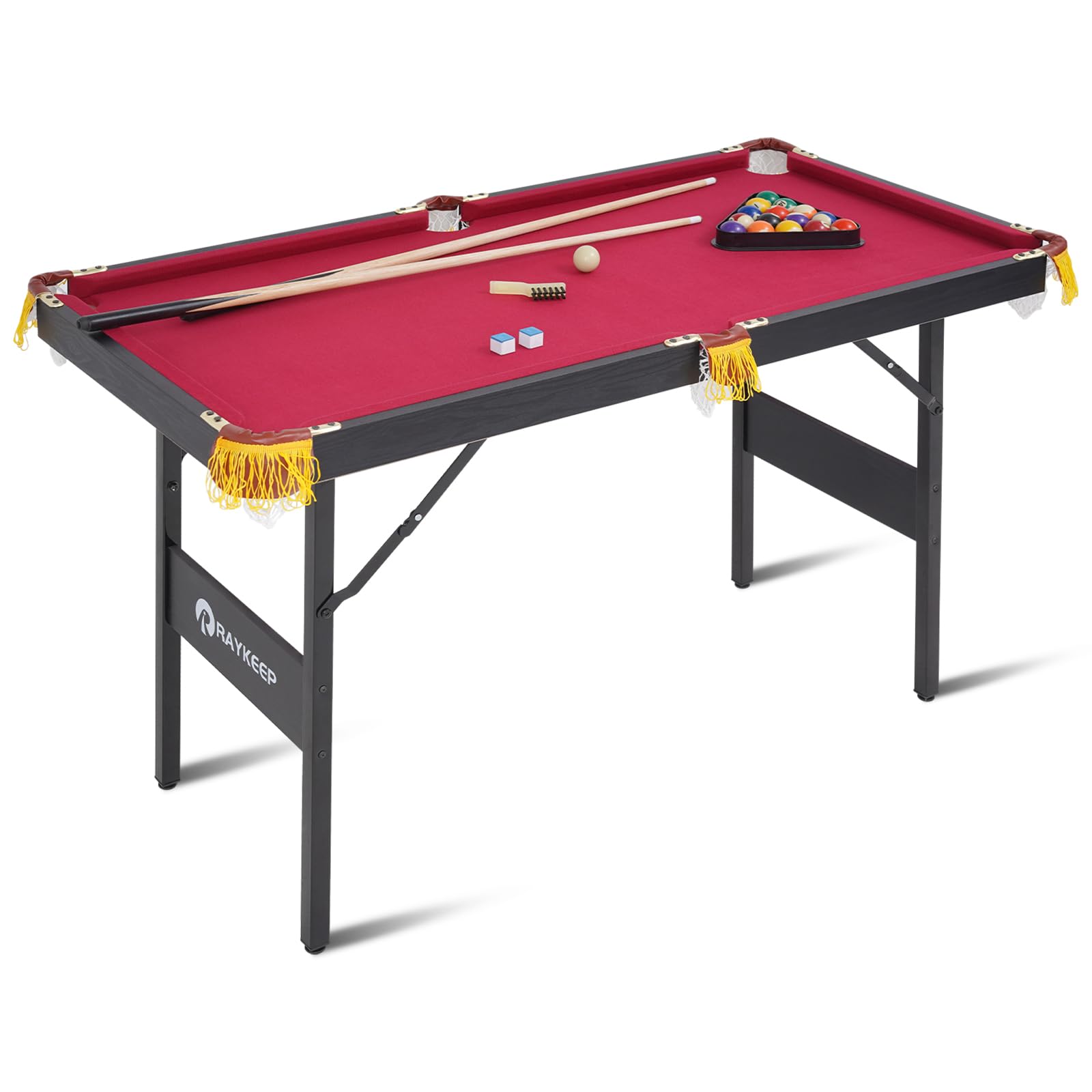 Portable Folding Billiard Table Set - Indoor/Outdoor Pool Table with Cues, Triangle, Chalk & Brush - Perfect for Game Rooms, Basements, Patios & Backyard Parties