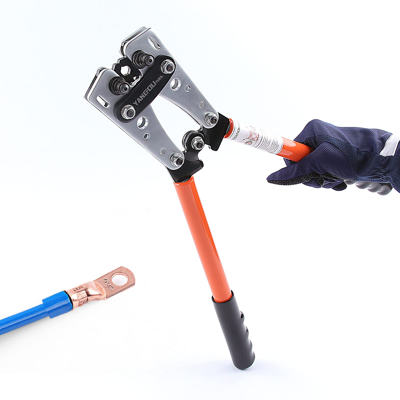 Professional Battery Terminal Cable Crimping Tool - AWG 1/0 to 10 Gauge - Heavy Duty Wire Lug Crimper for Large Electrical Connectors - Perfect for Car, Vehicle Maintenance & Electrical Repairs - Ideal for Mechanics, Electricians & DIY Auto Enthusiasts
