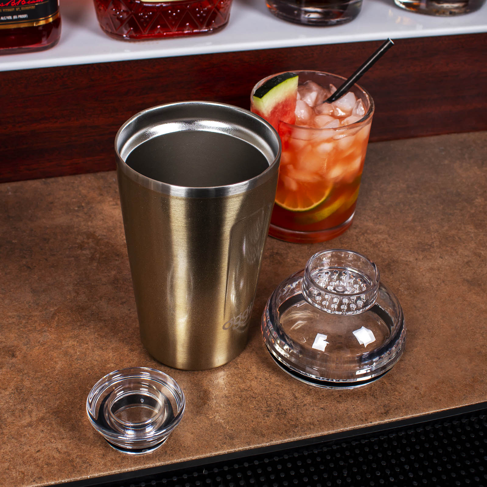 Premium 17oz Double Wall Vacuum Insulated Cocktail Shaker - Gold Sparkle Finish for Bartenders & Home Mixologists | Perfect for Margaritas, Martinis & Cold Brew Coffee