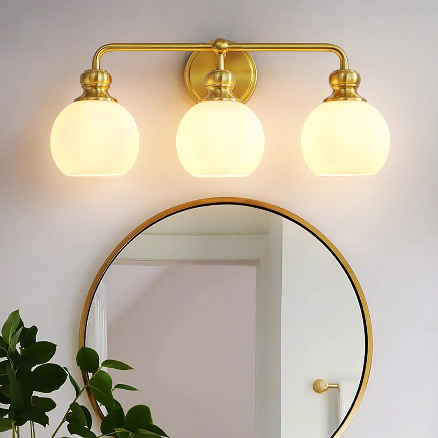 Modern Frosted Glass 3-Light Bathroom Vanity Light in Irvine Gold - Perfect for Master Bath, Powder Room, and Contemporary Home Decor
