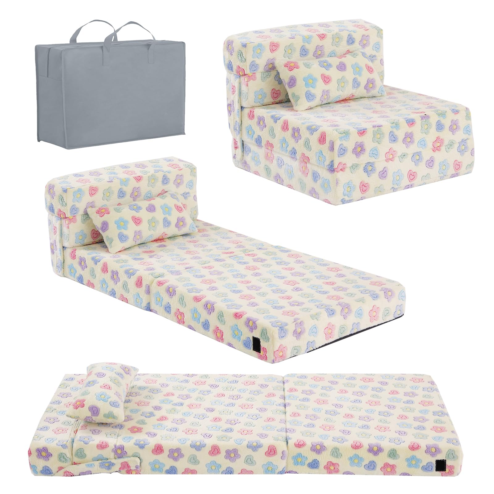 Tiita Foldable Sofa Bed for Kids - Convertible Floor Mattress & Nap Mat with Storage Bag - Washable & Portable Toddler Sleeping Solution for Boys & Girls - Perfect for Daycare, Naps, Playrooms & Sleepovers