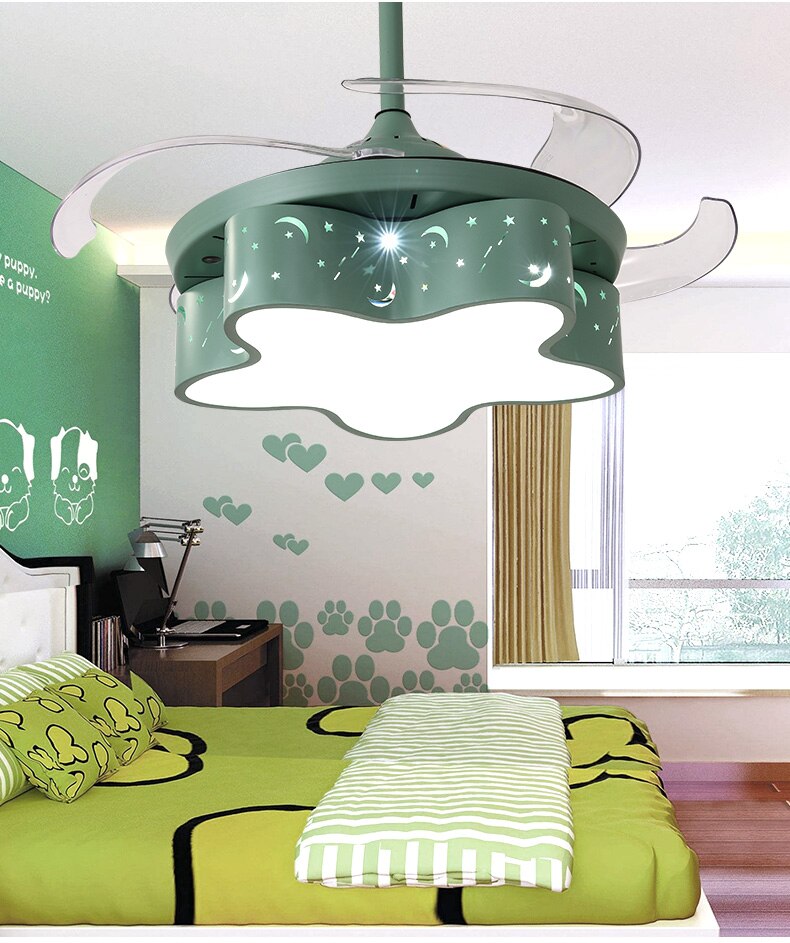 Modern Star LED Ceiling Fan with Light - Energy Efficient Cooling & Lighting for Kids' Bedroom, Nursery, or Playroom - Perfect for Summer Comfort & Nighttime Ambiance