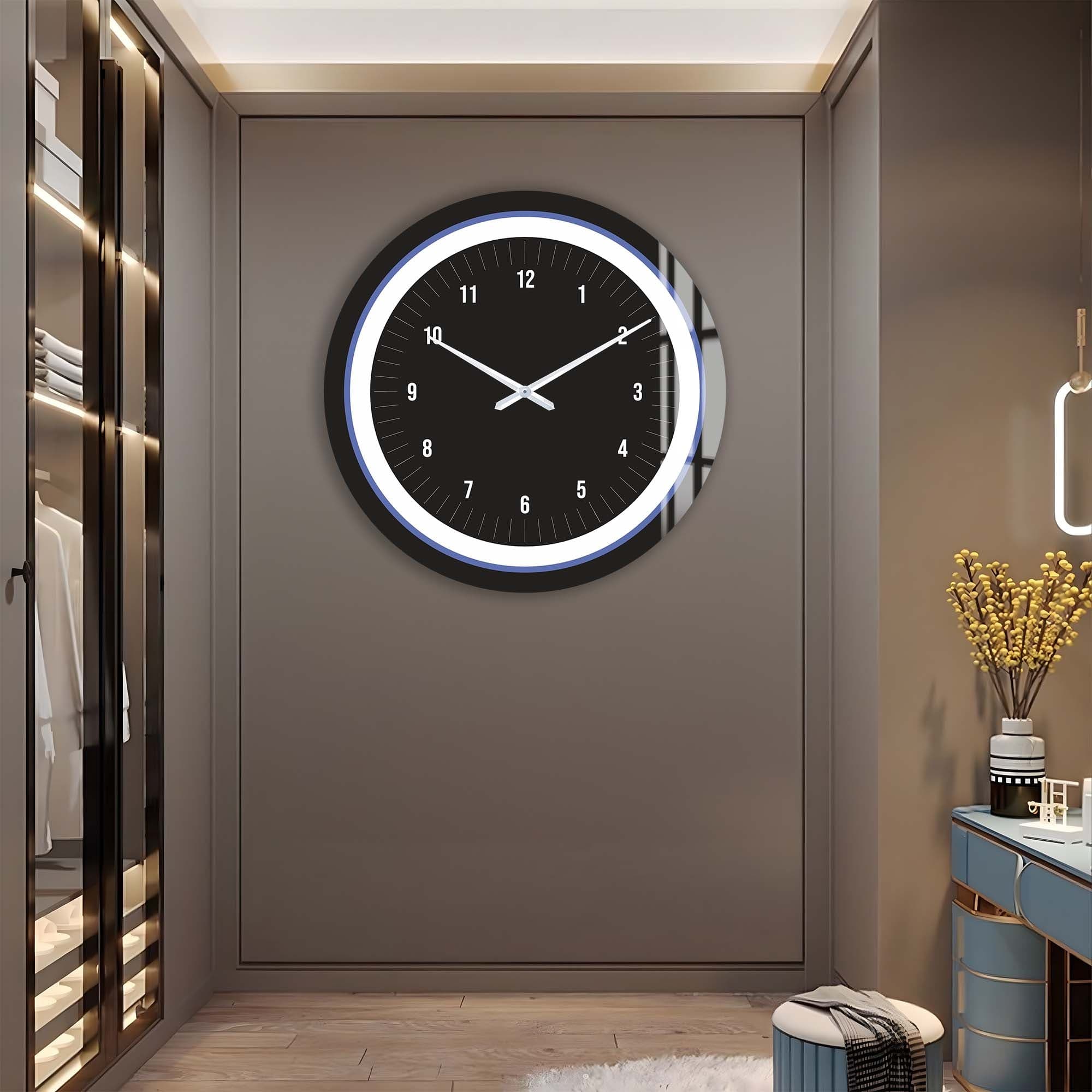 Sapphire Touch Glass Wall Clock - Elegant Modern Home Decor for Living Room, Bedroom & Office - Silent Non-Ticking Battery Operated Clock