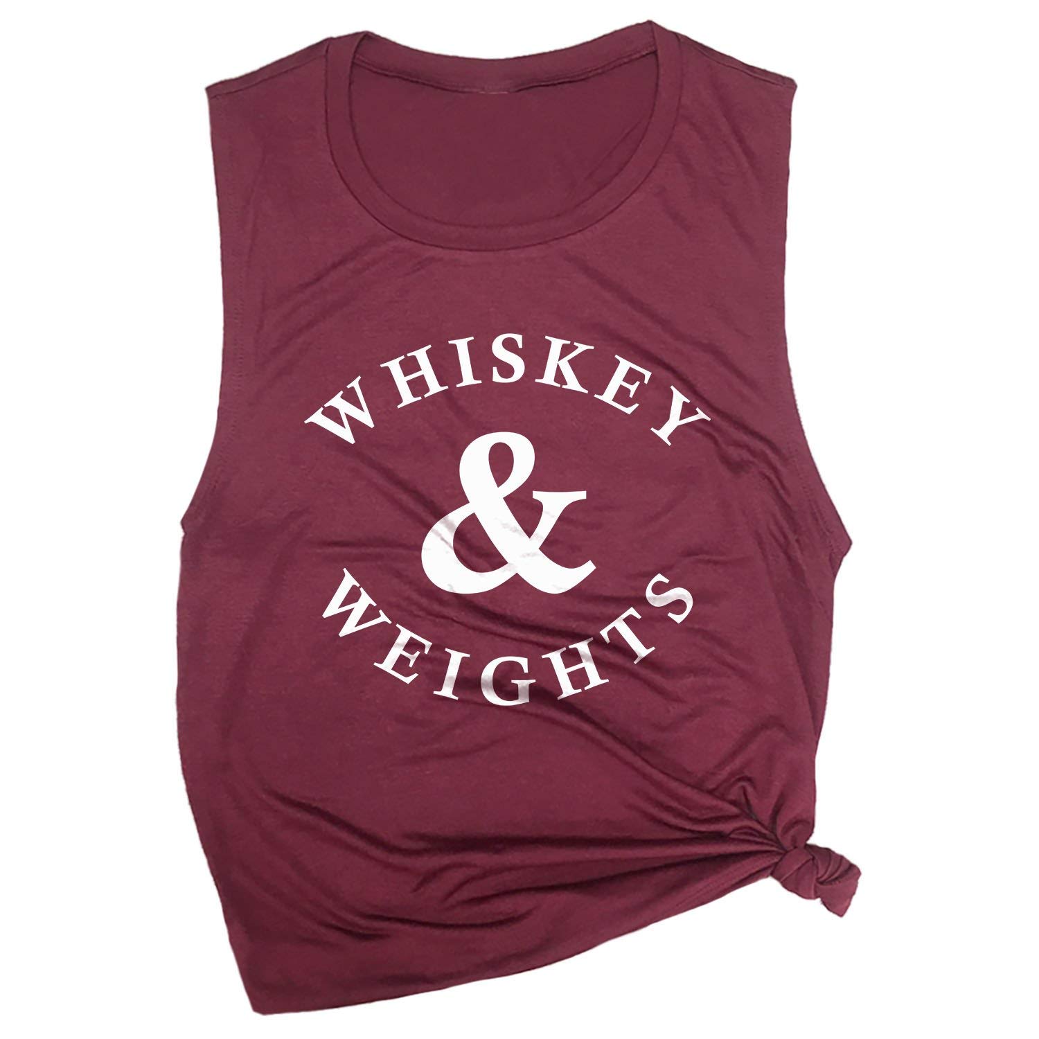 Women's Whiskey & Weights Gym Muscle Tee - Workout Shirt for Fitness & Strength Training - Perfect for Gym, Weightlifting & Casual Wear