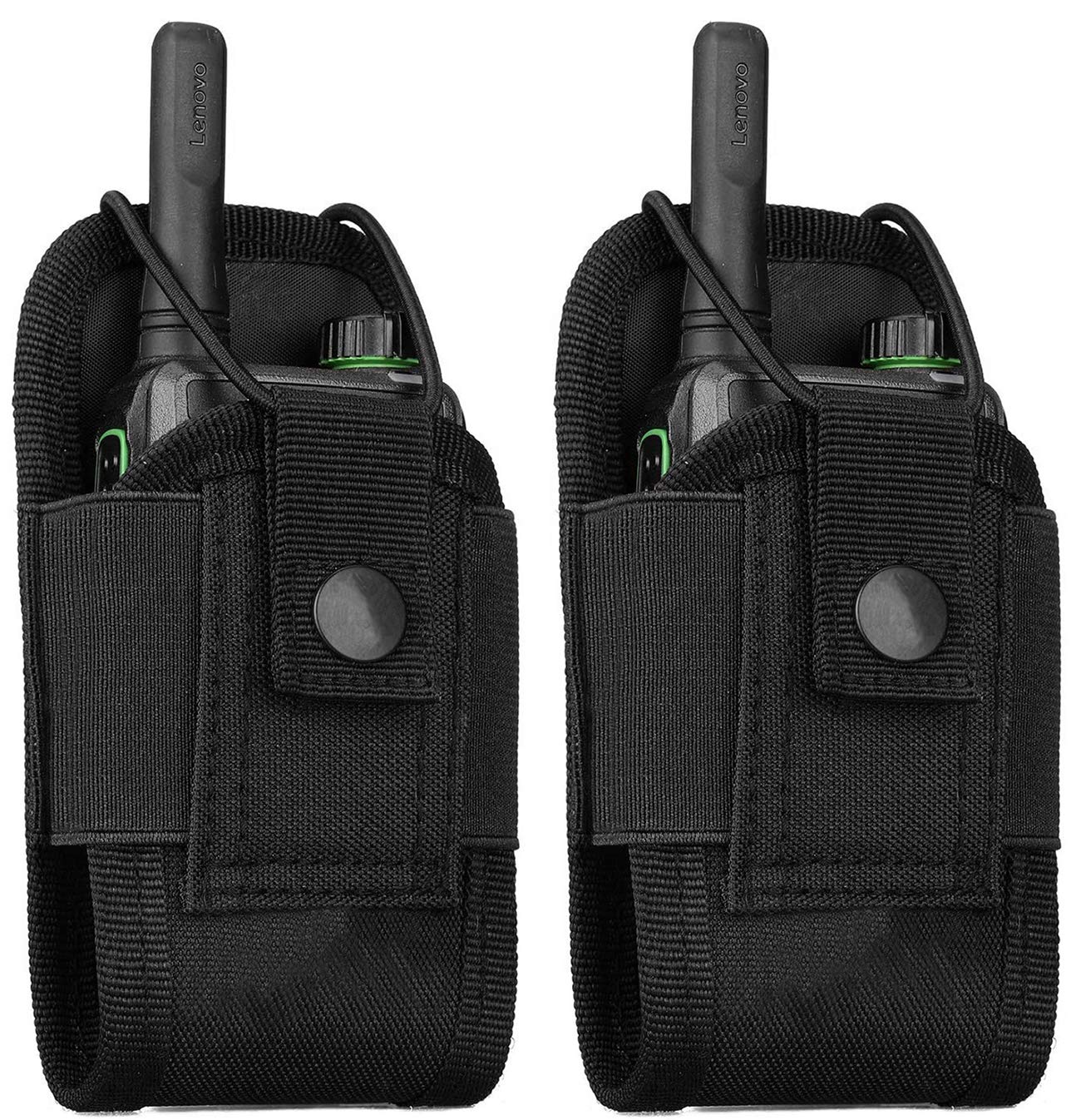 Tactical Molle Radio Holder & Walkie Talkie Pouch - 2 Pack Black Duty Belt Holster for Hunting, Security & Outdoor Communication - Perfect for Police, Military & Camping Gear