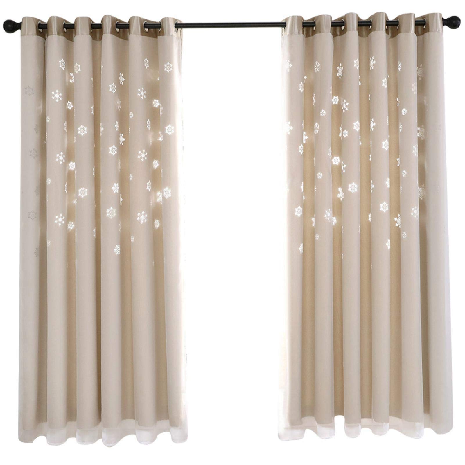 Blackout Curtains for Bedroom & Living Room - Double Layer Snowflake Openwork Design, Thermal Insulated & Noise Reducing Drapes for Dining Room, Kids Room, Bay Window - Perfect for Sleep, Privacy & Home Decor