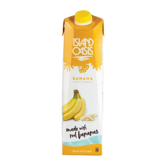 Island Oasis Banana Drink & Smoothie Mix - Aseptic 1 Liter (12 Pack) - Perfect for Smoothie Bars, Cafes & Home Blending