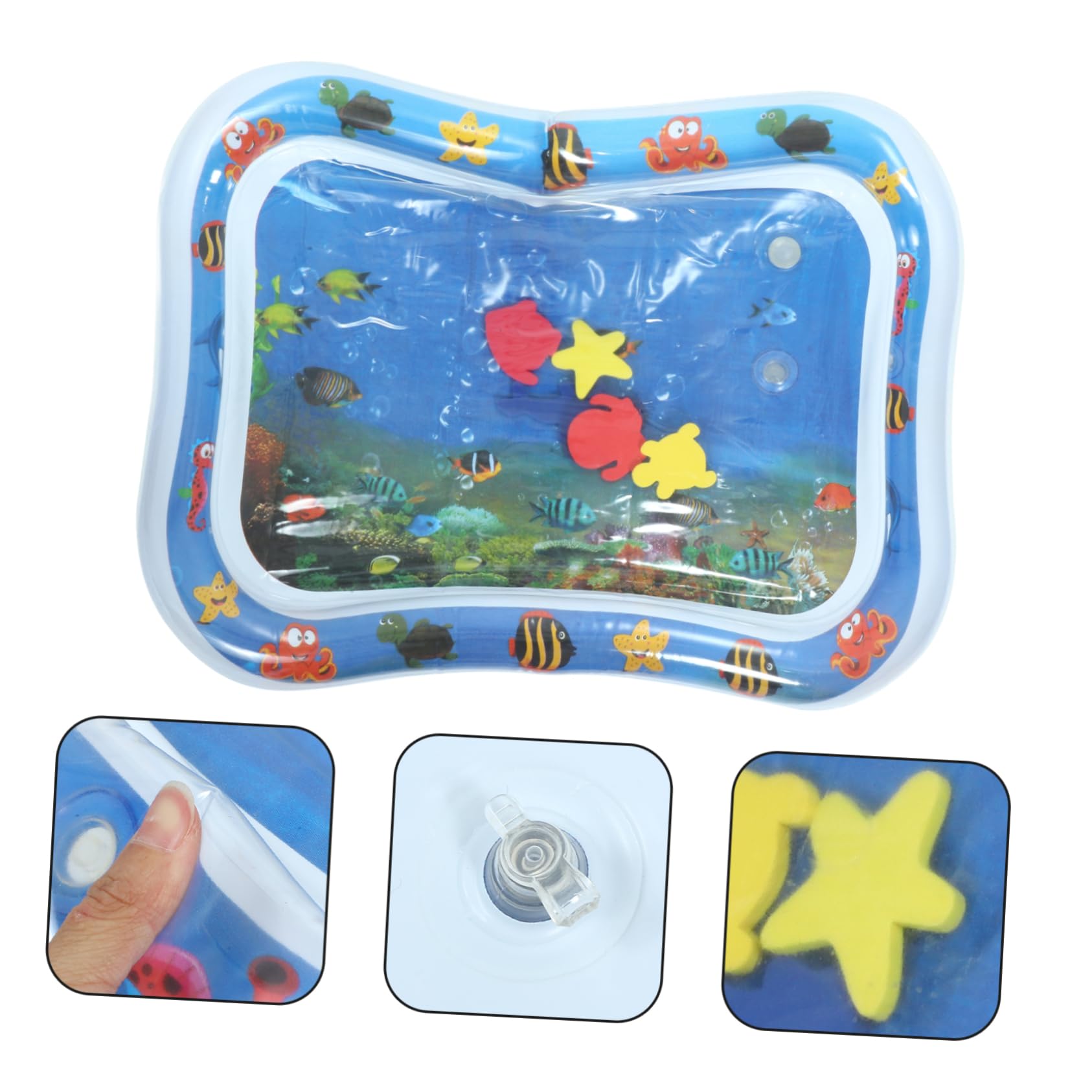VICASKY Water Cushion Toys for Newborns - Blue PVC Baby Water Mat for Tummy Time, Sensory Play & Early Learning Development