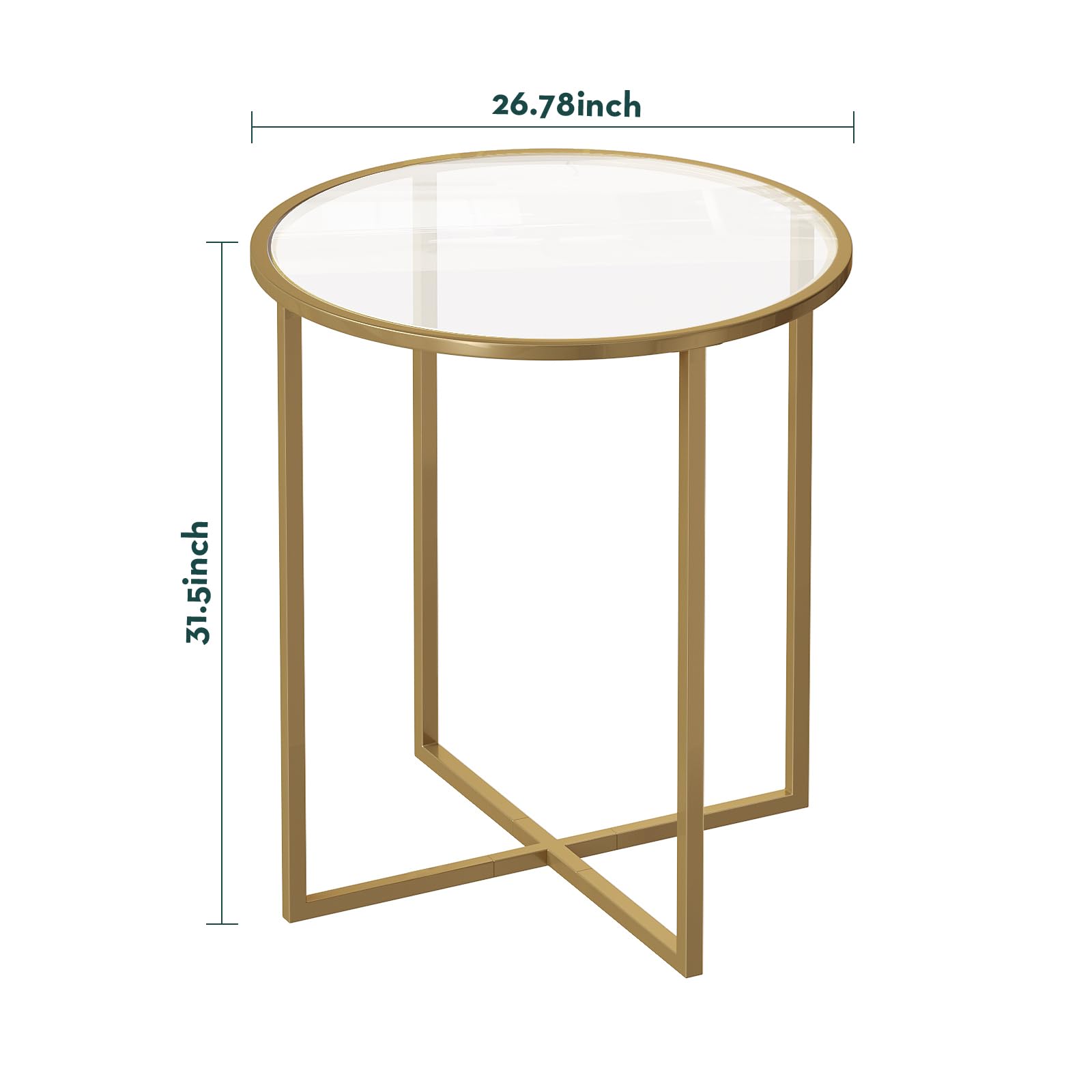 SAYGOER 26.7'' Round Glass Dining Table - Modern Small Kitchen Table for 2, Space Saving Design with Gold Frame, Easy Assembly | Perfect for Breakfast Nook, Small Apartments & Cozy Dining Spaces