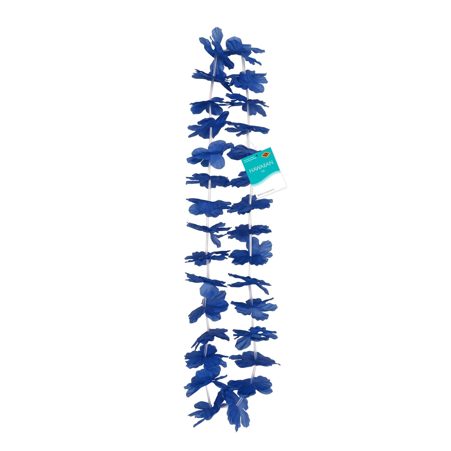12 Pack Beistle Luau Party Blue Hawaiian Lei - Tropical Themed Necklaces for Hawaiian Luau, Beach Party, Summer Festival & Costume Accessories