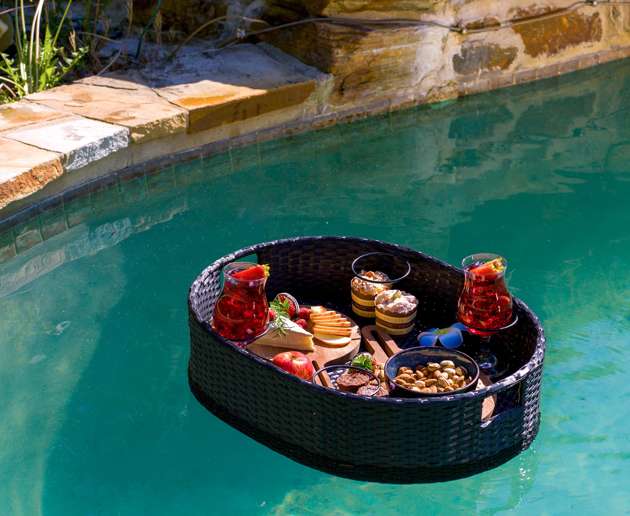 Premium Floating Pool Tray - Waterproof Drink Holder & Snack Tray for Swimming Pools - Stylish Floating Bar & Breakfast Tray for Relaxing by the Poolside or Lake