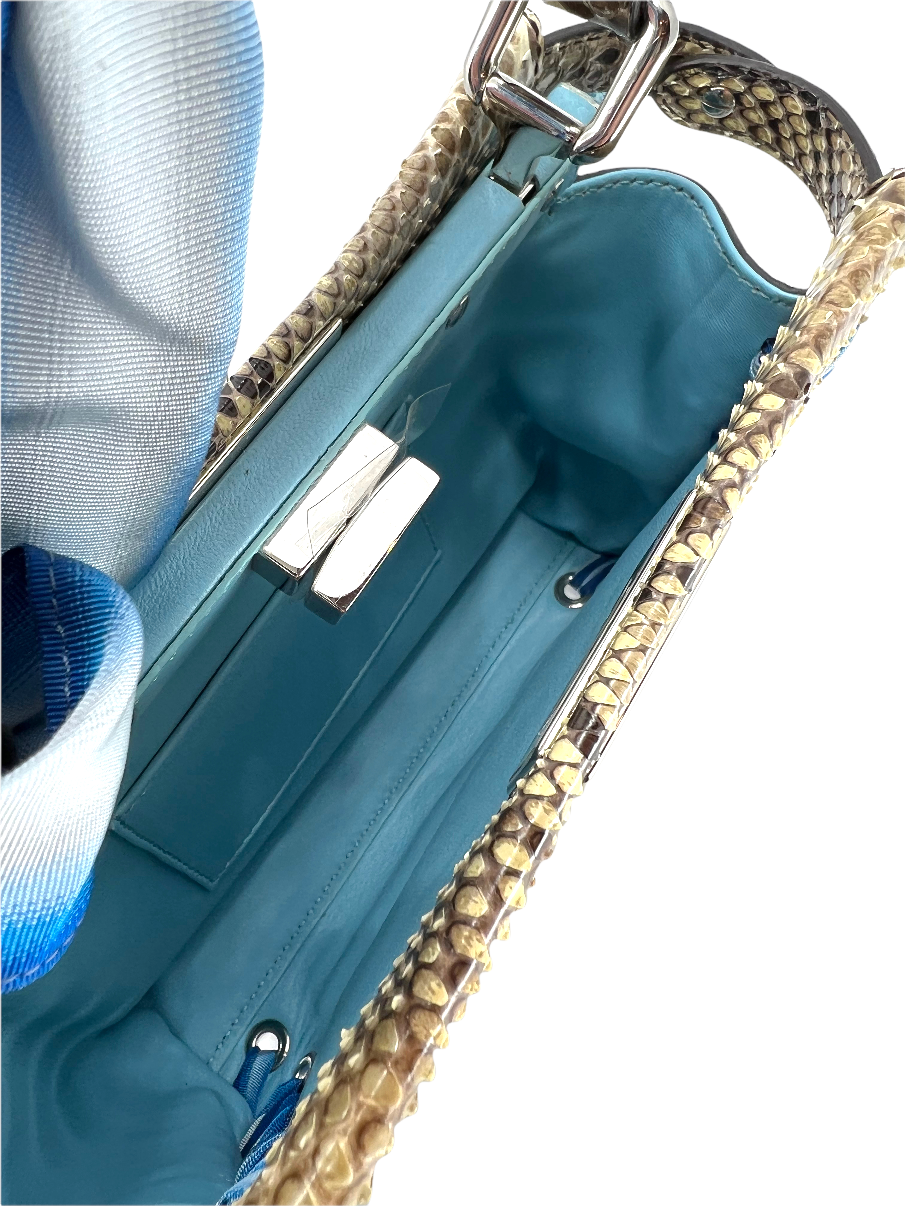 FENDI Peekaboo Mini Whipstitched Embroidered Python Leather Shoulder Bag - Luxury Designer Handbag for Women, Perfect for Parties, Dates & Special Occasions