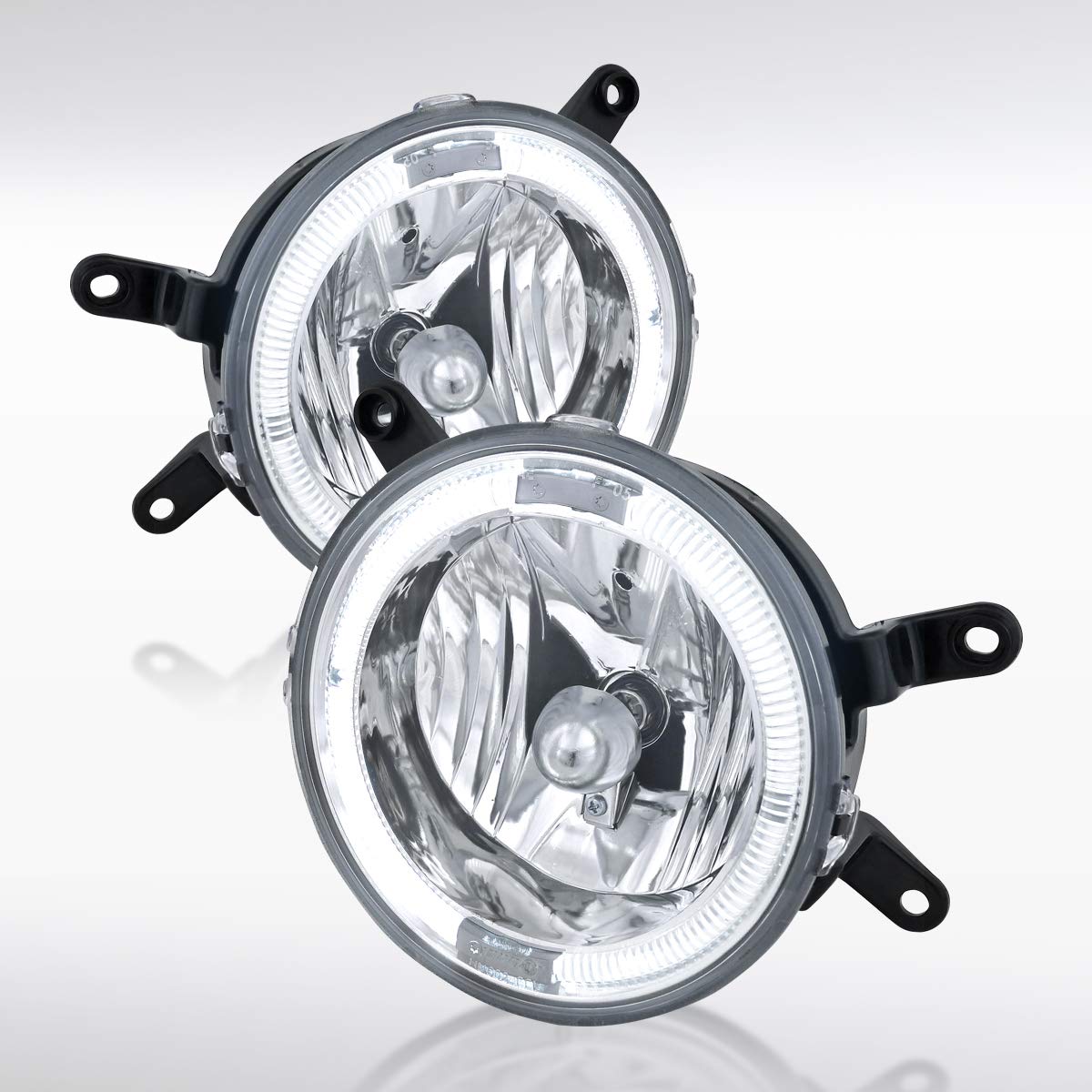 **AUTOZENSATION Clear Lens Fog Lights with Halo & H10 Bulbs - Compatible with 2005-2009 Ford Mustang GT (Pair) - Perfect for Night Driving & Off-Road Adventures**