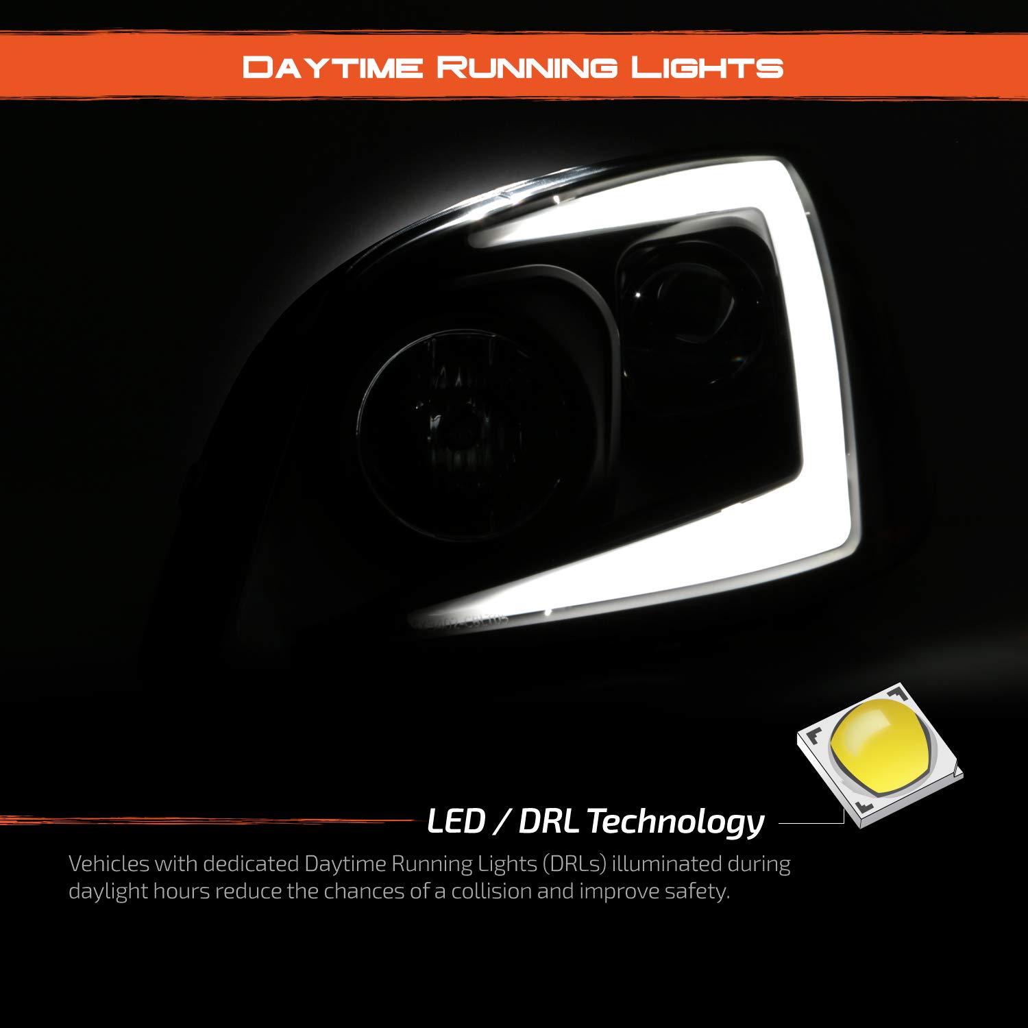 AKKON LED Projector Headlights for 2005-2010 Chevy Cobalt & 2007-2010 Pontiac G5 - Black C-Tube Design, Left + Right Pair - Upgrade Your Night Driving Safety