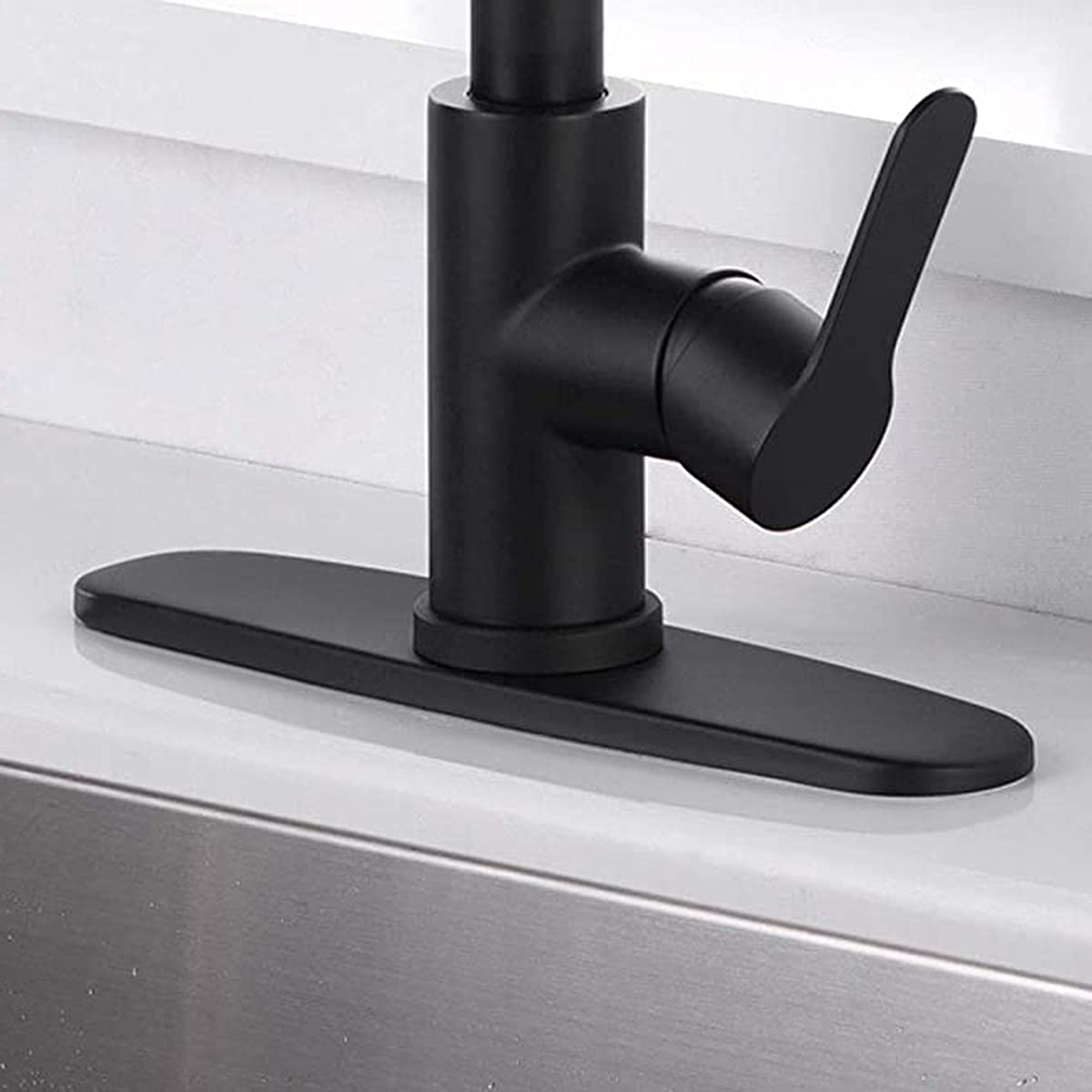 10 Inch Stainless Steel Hole Cover Deck Plate Escutcheon - Matte Black Bathroom & Kitchen Sink Faucet Cover - Durable Waterproof Protection for Countertops, Vanities, and Sinks