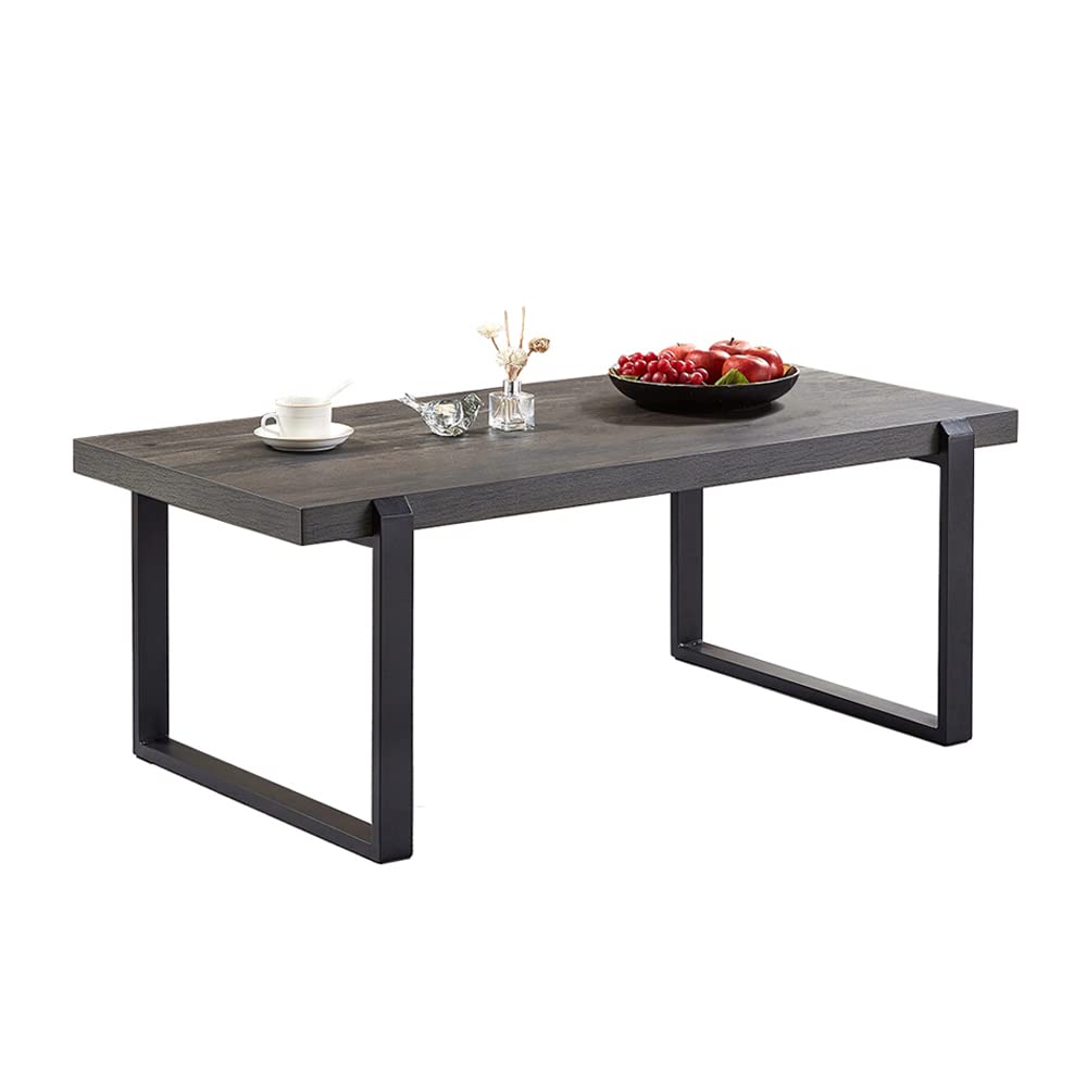 EXCEFUR Modern Coffee Table - Rustic Wood & Metal Rectangle Cocktail Table for Living Room - 44 Inch Grey Center Table - Perfect for Small Spaces, Apartments & Cozy Home Decor