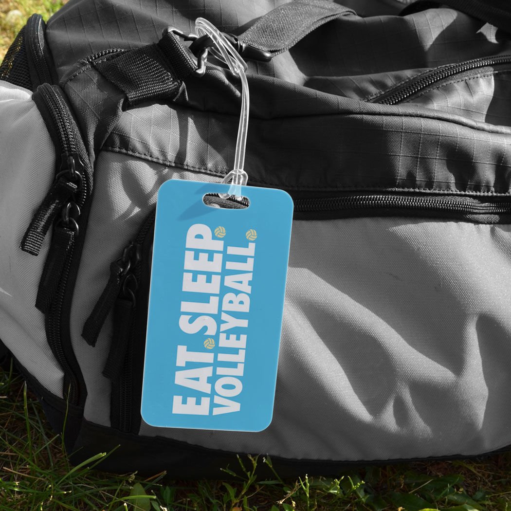 Custom Volleyball Luggage Tag - Personalized Eat Sleep Volleyball Design with Large Info Panel - Perfect for Travel, Sports Tournaments & Team Gifts (Carolina Style)