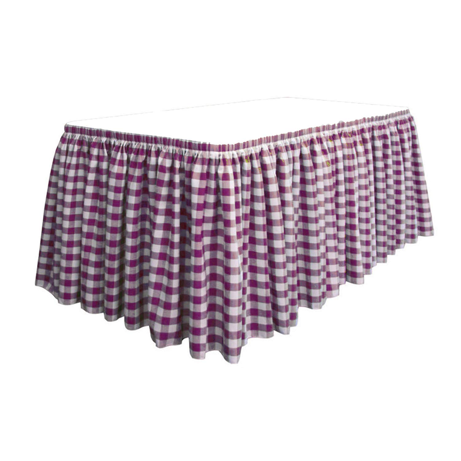 KS Linens Hot Pink Checkered Table Skirt 21 Feet - Premium Banquet Table Cover for Weddings, Parties & Events