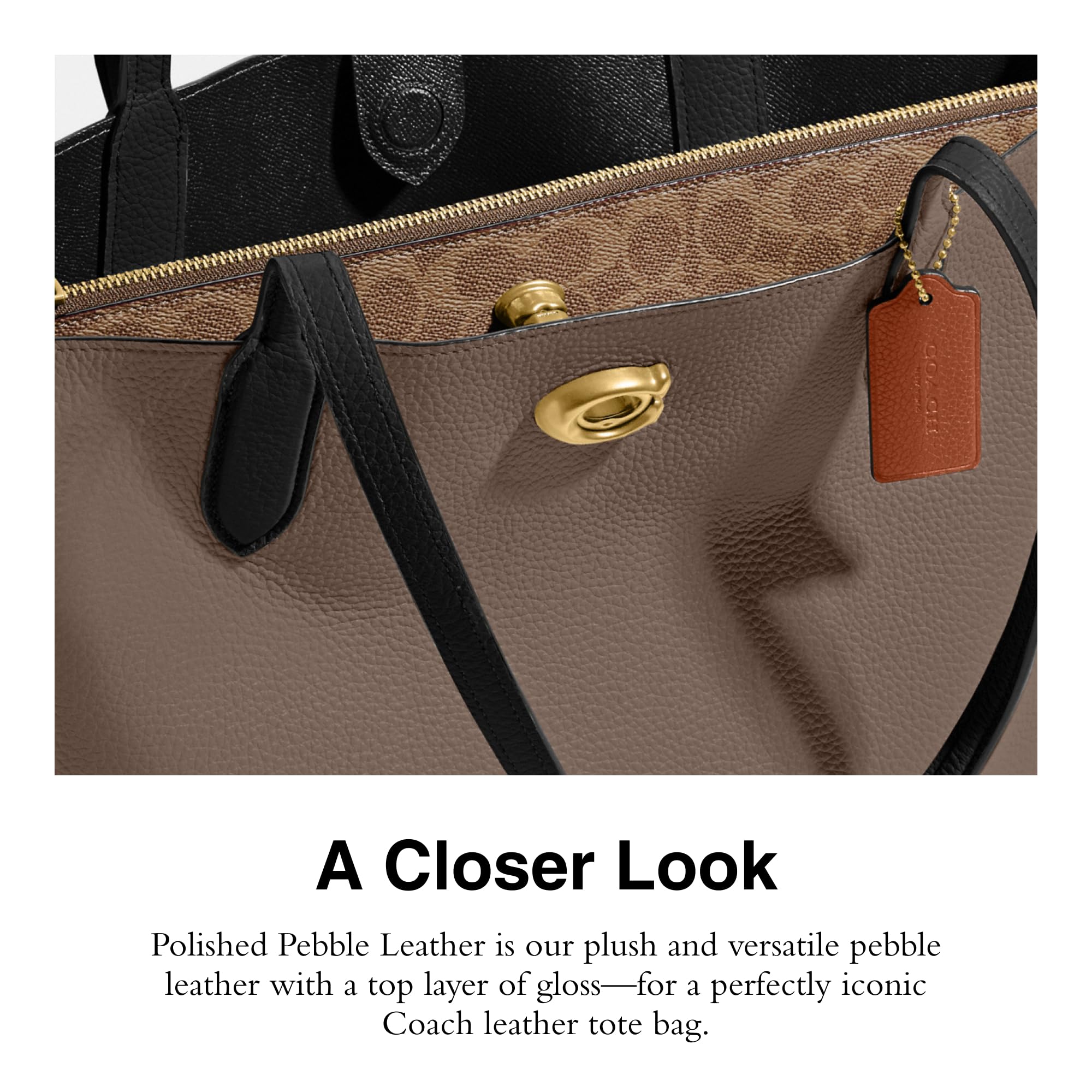 Coach Willow Tote Bag in Dark Stone - Premium Leather Handbag for Women | Perfect for Work, Travel & Everyday Use