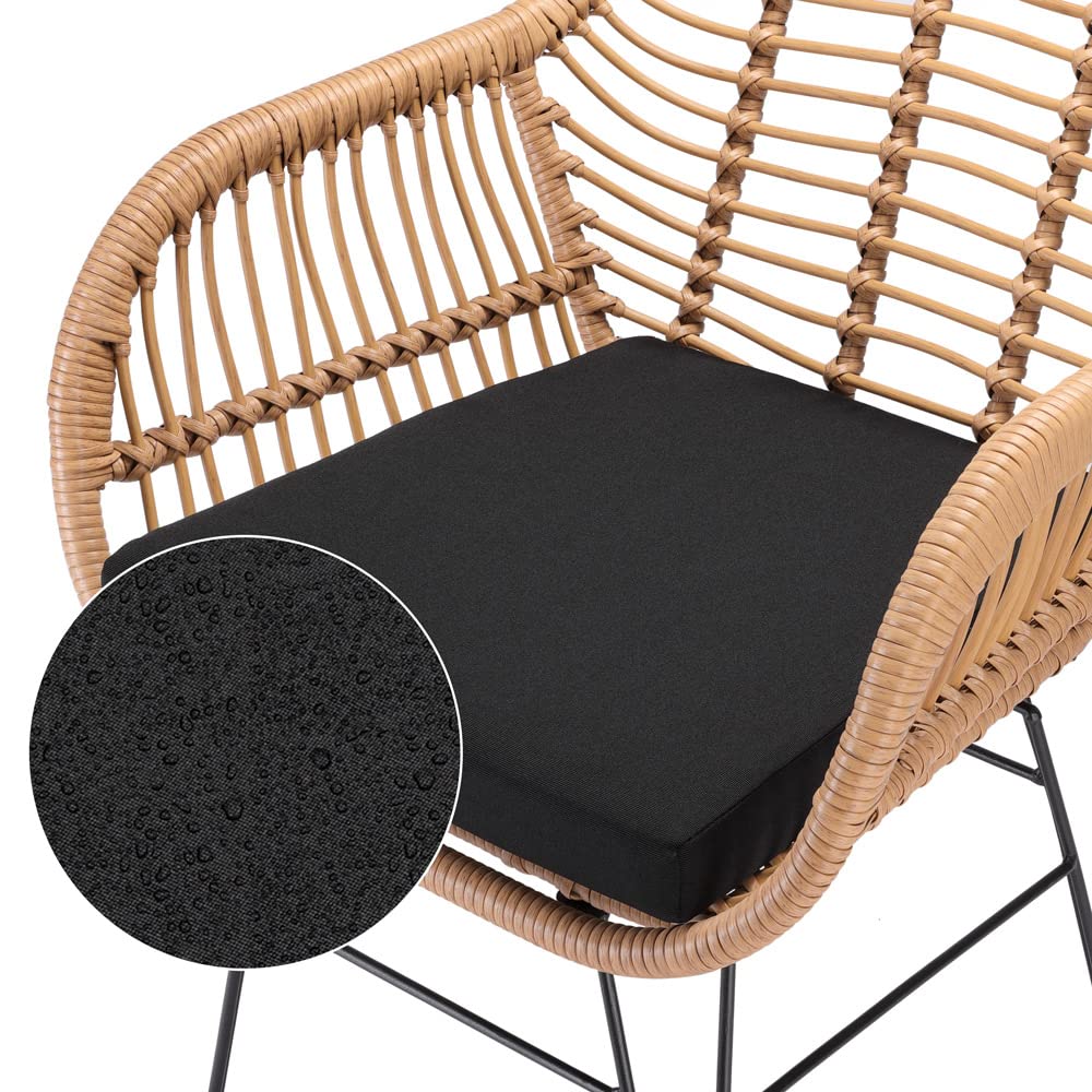 CASARIA 2-Piece Bali Garden Chairs Set - 59x56x83cm Wicker Patio Chairs with Cushions, Supports 120Kg - Perfect for Outdoor Relaxation in Backyard, Poolside or Balcony