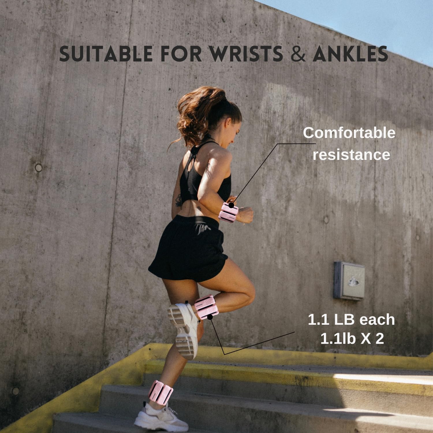 Adjustable Ankle Weights & Wrist Weights for Women & Men - 1.1 lb Each (2.2 lb Set) - One Size Fits All - Ideal for Walking, Running, Pilates, Yoga & Home Workouts - Enhance Fitness Training & Physical Therapy