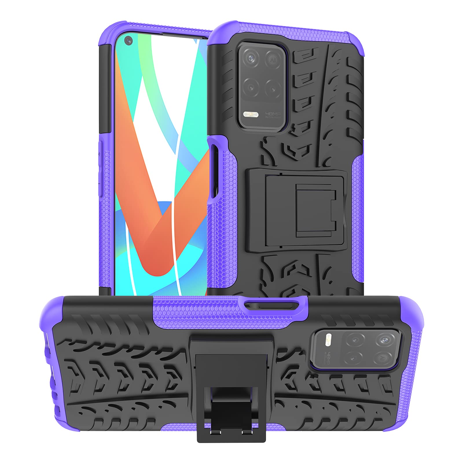 Realme 8 5G Rugged Case - Heavy Duty Hybrid Shockproof Phone Cover with Dual Layer Protection & Built-in Kickstand | Perfect for Outdoor Activities, Construction Work & Extreme Sports