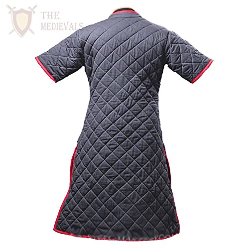 THE MEDIEVALS Thick Padded Short Sleeve Gambeson Coat - Medieval Aketon Jacket Armor with Cotton Fabric for LARP, Cosplay & Historical Reenactment