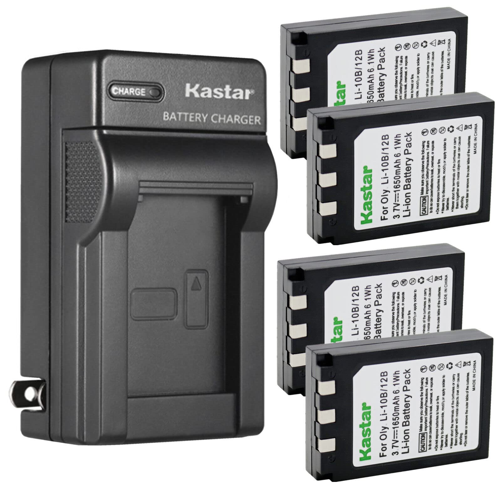 Kastar 4-Pack Replacement Battery & AC Wall Charger for Olympus Stylus 500/600/800/810/1000/Verve 800 Digital Cameras - Perfect for Travel, Photography & Backup Power