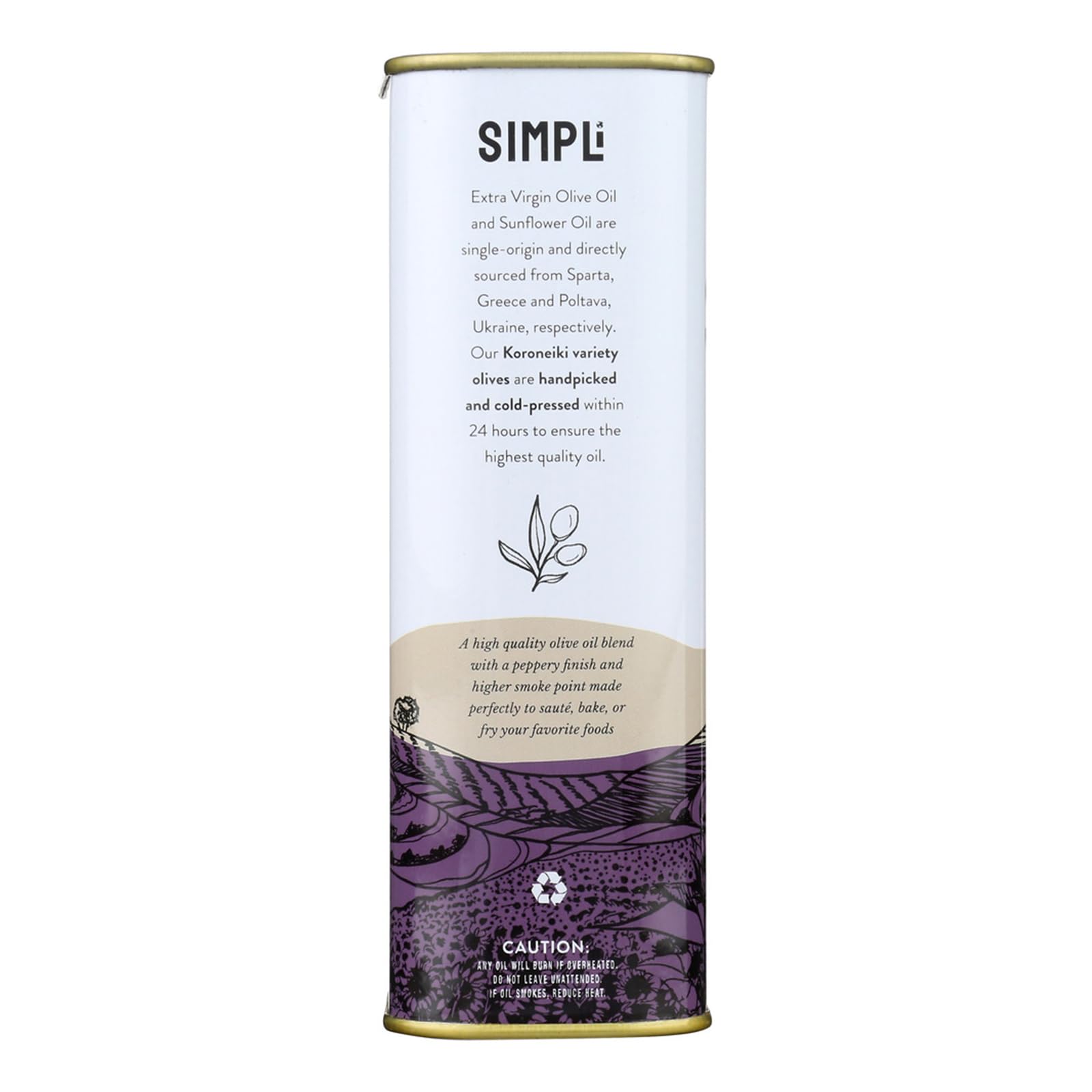 SIMPLi Extra Virgin Olive Oil Blend, 16.9 OZ - Cold Pressed, High Quality Cooking Oil for Sautéing, Frying & Baking | Ideal for Mediterranean Dishes, Salads & Healthy Recipes