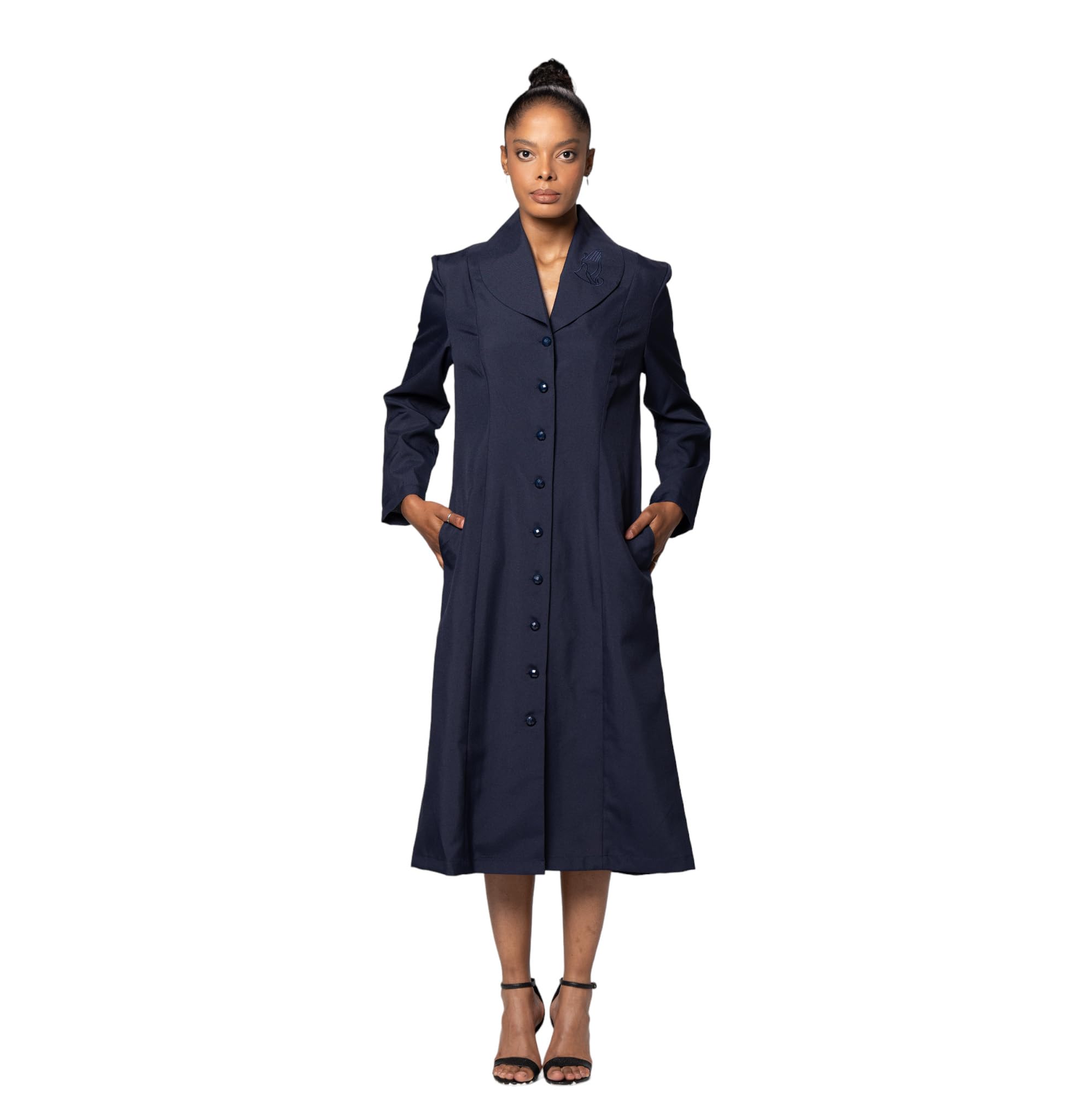 Elegant Women's Button Front Clergy Dresses - Church Robes & Choir Uniforms for Pastors, Ministers & Worship Leaders | Sunday Services, Weddings & Religious Ceremonies | Style G11674 | Perfect for Church Services, Choir Performances, Formal Events & Daily Ministry Wear