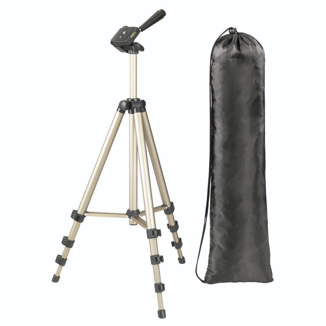 Hama Star 700 EF Camera Tripod - Lightweight Aluminum 3-Way Pan Head Tripod (42.5-125cm Adjustable Height) with Carrying Case - Compatible with DSLR & Mirrorless Cameras - Perfect for Travel Photography, Vlogging & Outdoor Shooting (Champagne Color)
