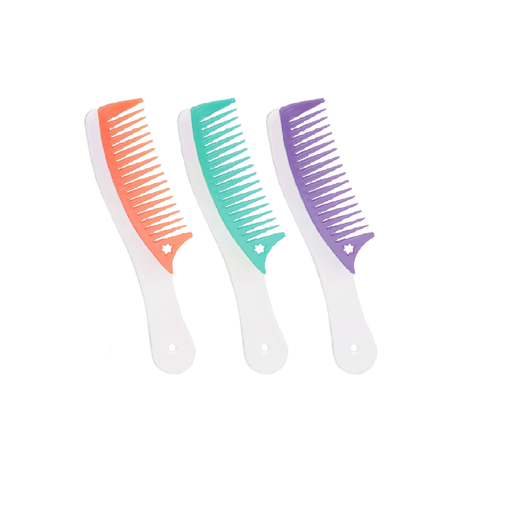 Premium Cellulose Acetate Wide-Tooth Comb for Fine, Thick & Curly Hair - Gentle Detangling & Styling (3-Pack) - Perfect for Wet Hair, Travel & Salon Use