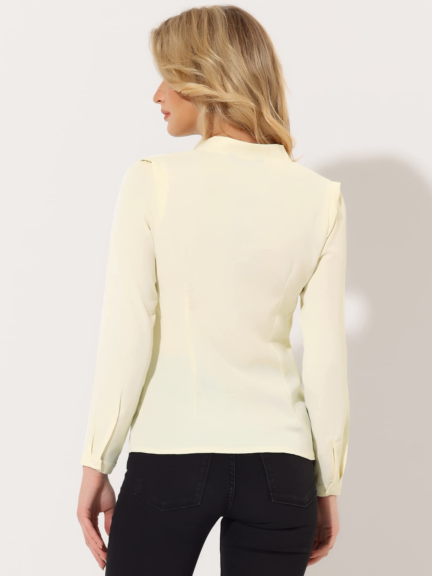 Allegra K Women's Satin Blouse Elegant V Neck Long Sleeve Silky Dressy Office Work Shirt for Business Casual & Formal Wear 2025
